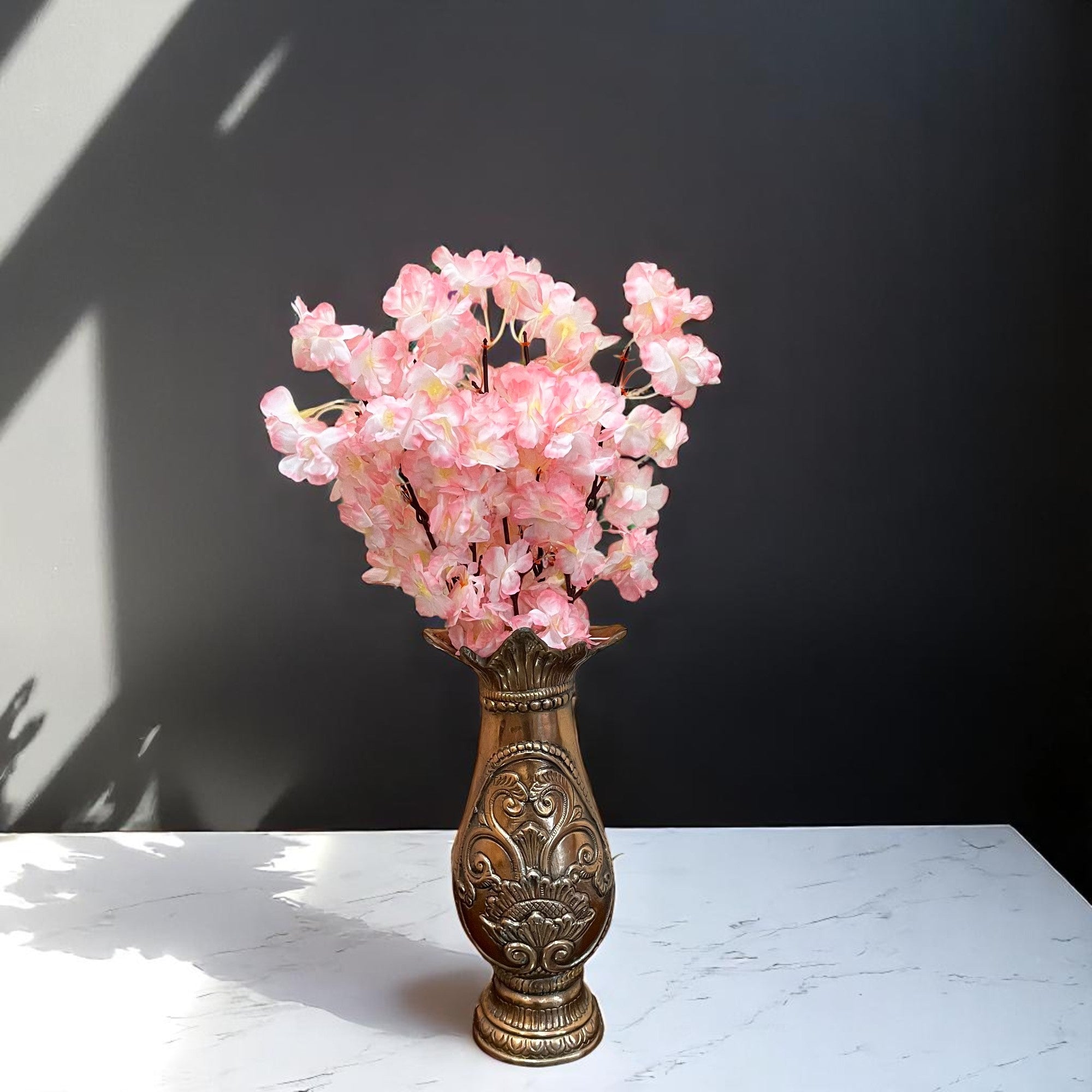 Artificial Flower Cherry Blossom Bouquets | Faux Flowers Bunch - for Table Vase, Pot, Home Decor, Living Room, Side Table Centerpiece - 21 Inch - Apkamart #Style_Design 2