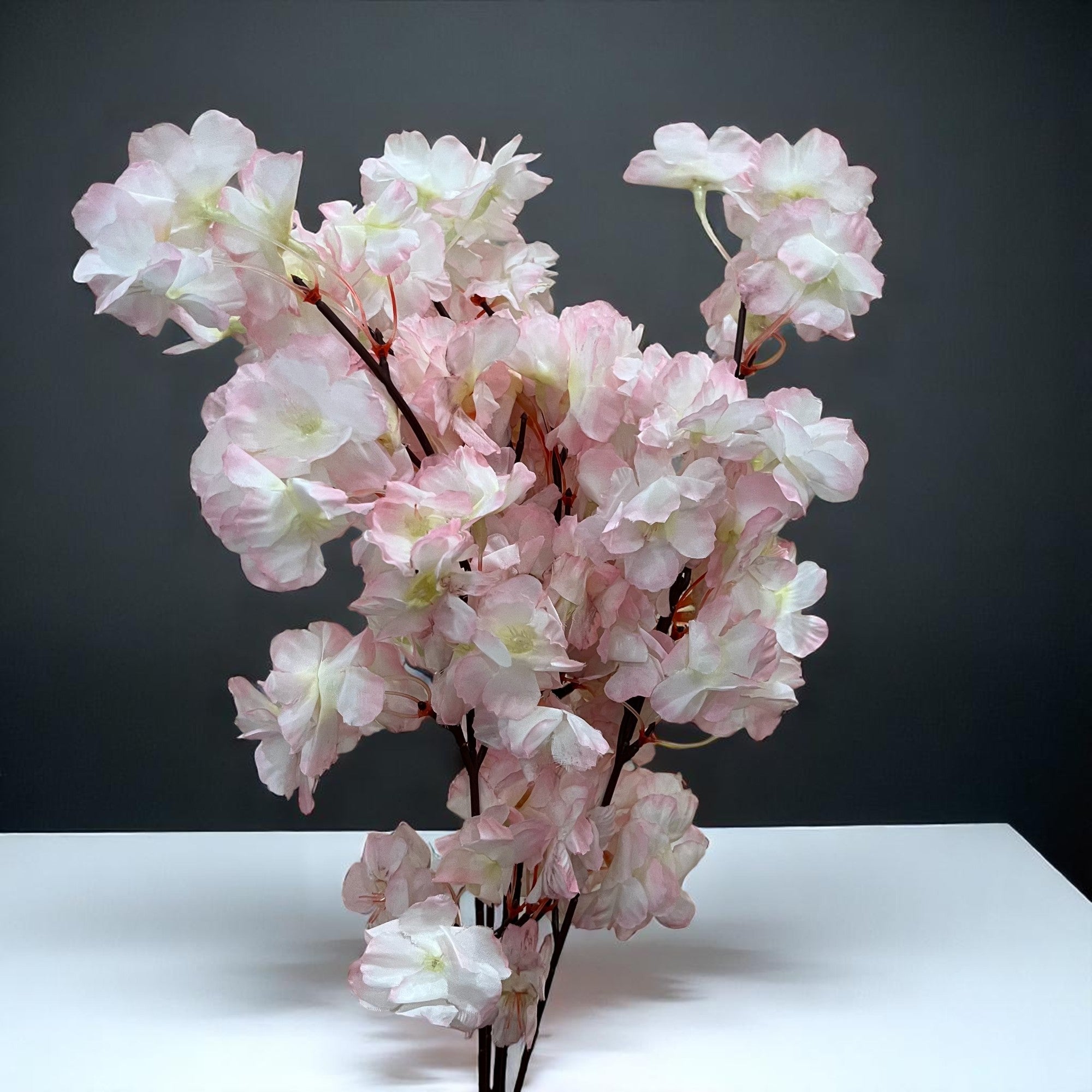 Artificial Flower Cherry Blossom Bouquets | Faux Flowers Bunch - for Table Vase, Pot, Home Decor, Living Room, Side Table Centerpiece - 21 Inch - Apkamart #Style_Design 2
