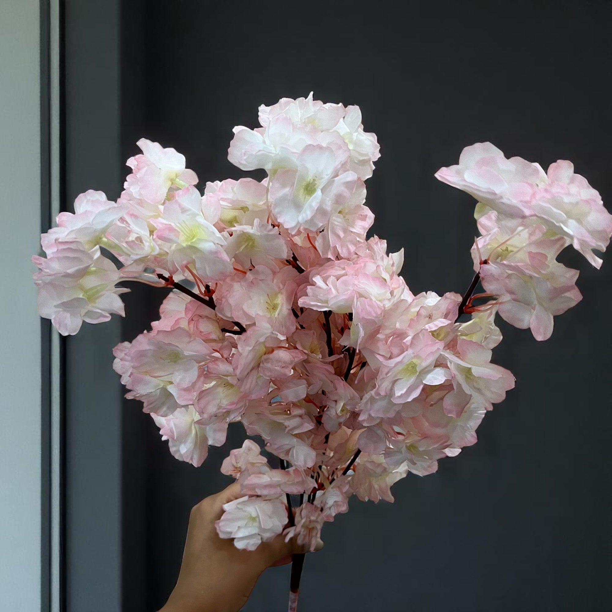 Artificial Flower Cherry Blossom Bouquets | Faux Flowers Bunch - for Table Vase, Pot, Home Decor, Living Room, Side Table Centerpiece - 21 Inch - Apkamart #Style_Design 1