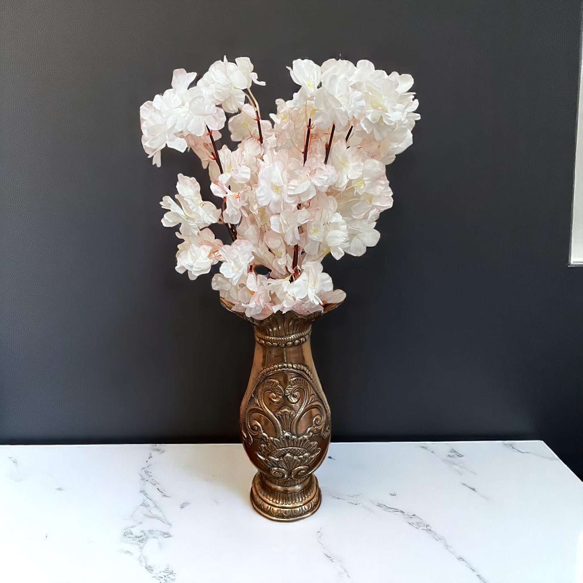 Artificial Flower Bouquets - Cherry Blossom | Faux Flowers Sticks / Bunch - for Table Vase, Home Decor, Living Room, Side Table Centerpiece - 21 Inch - Apkamart #Style_Design 1