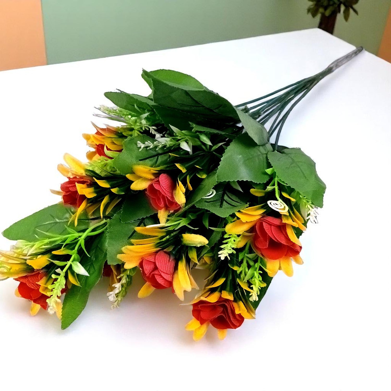 Artificial Flowers Bunches lily for Vase Pot | Faux Flowers Stem - for Home Decor Living Room Side Table Centerpiece - 18 Inch - Apkamart #Colour_Multicolor