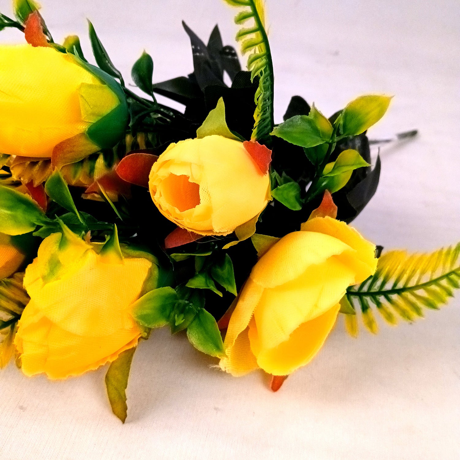 Artificial Flowers Rose Sticks | Faux Flowers Bunch - for Home Decor, Living Room, Wedding & Party Decoration (Vase Not Included) - 14 Inch - Apkamart #Colour_Yellow