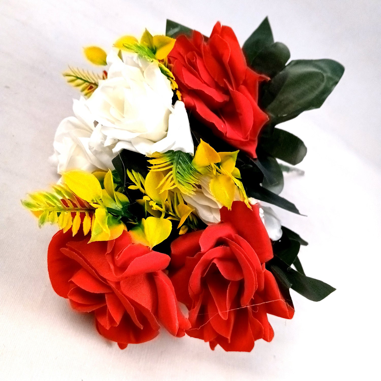 Artificial Flowers Rose | Faux Gulab Flowers Bunch - for Home Decor, Living Room, Centerpiece - 16 Inch - Apkamart