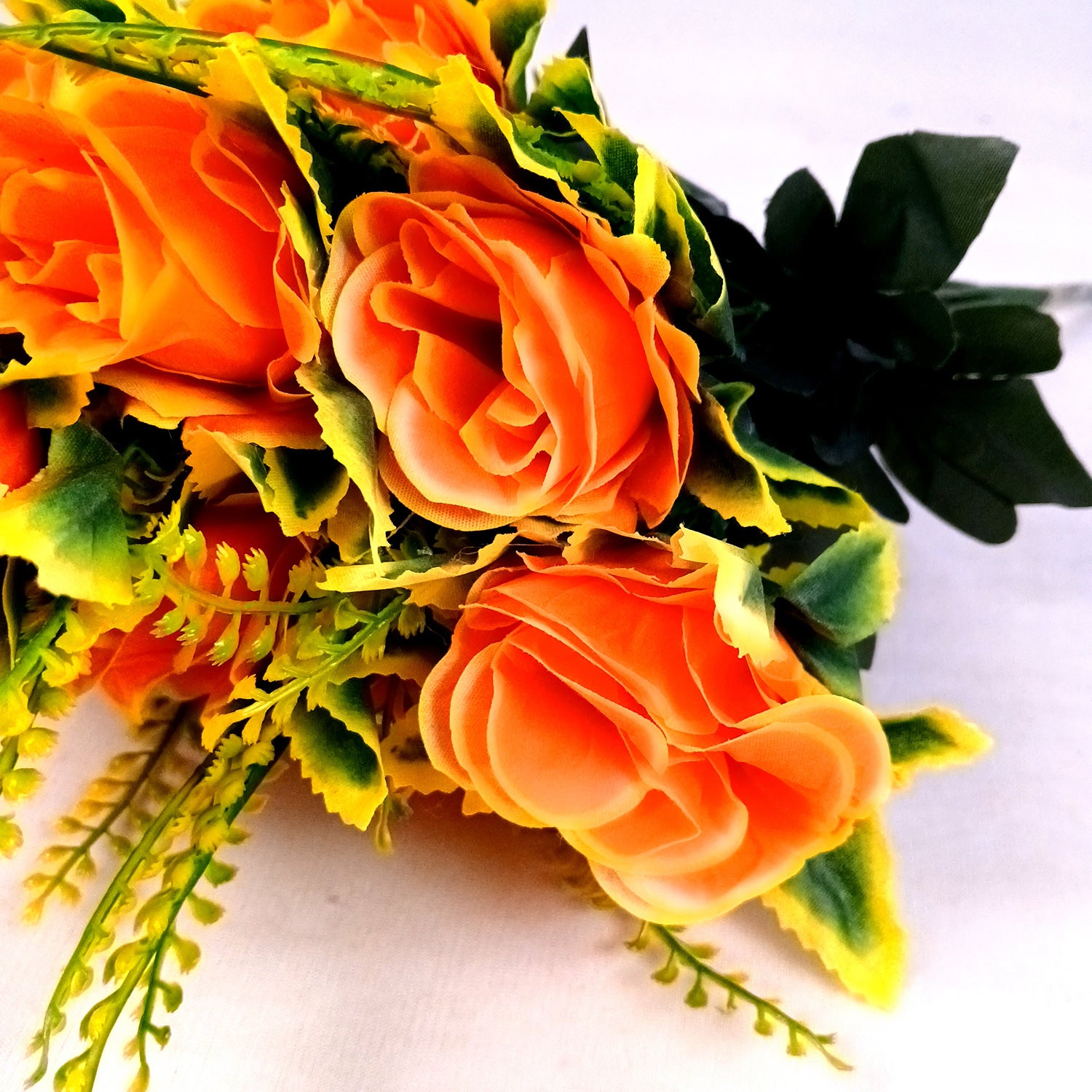 Artificial Flower Bouquet | Rose Fake Flowers Bunch - For Vase, Pot, Home, Bedroom, Balcony, Office Corner, Living Room - 16 Inch - Apkamart #Style_Design 2