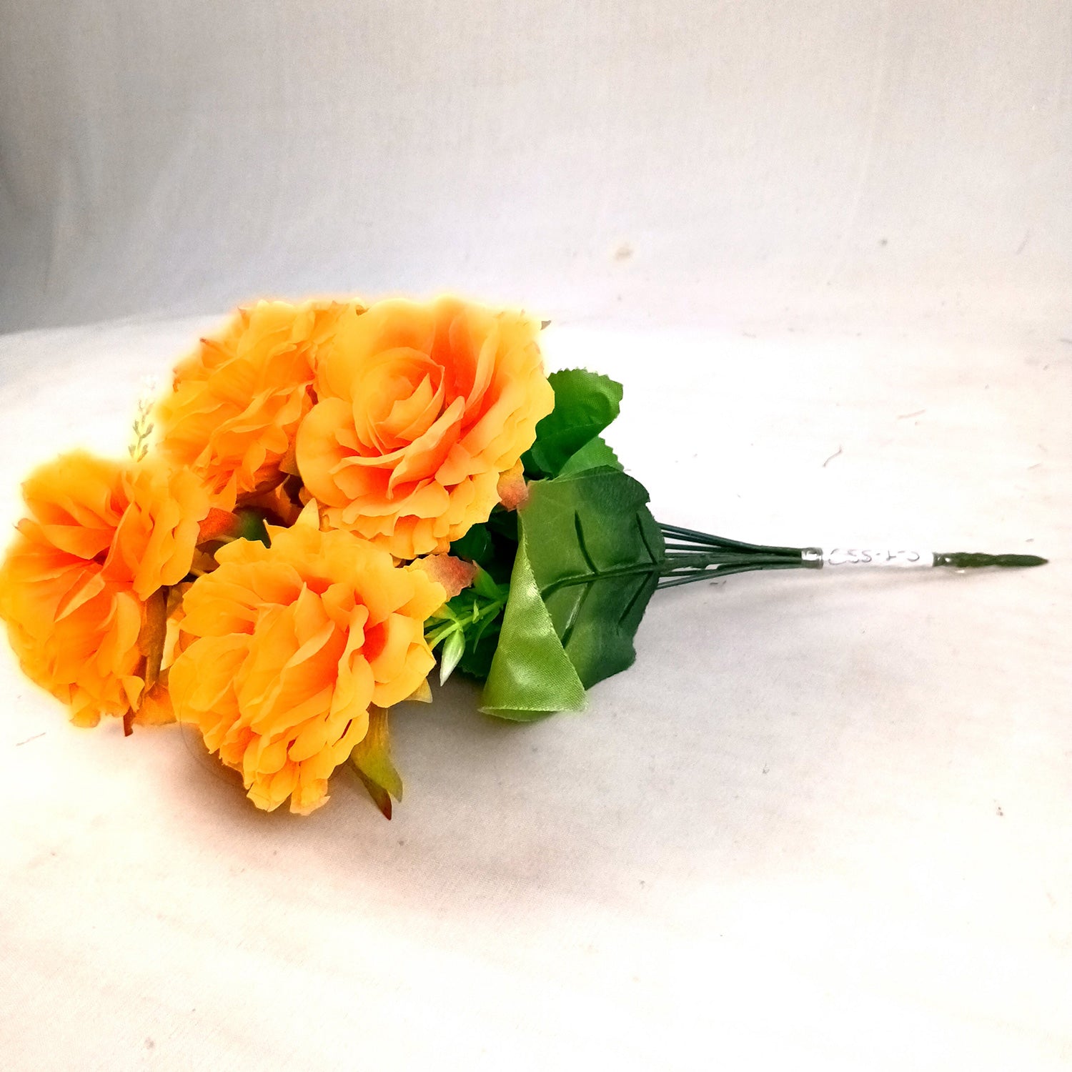 Artificial Flowers Rose Bunches for Vase Pot | Faux Flowers Stem - for Home Decor, Living Room, Office & Festivals Decoration (Vase Not Included) - 15 Inch - Apkamart #Colour_Orange