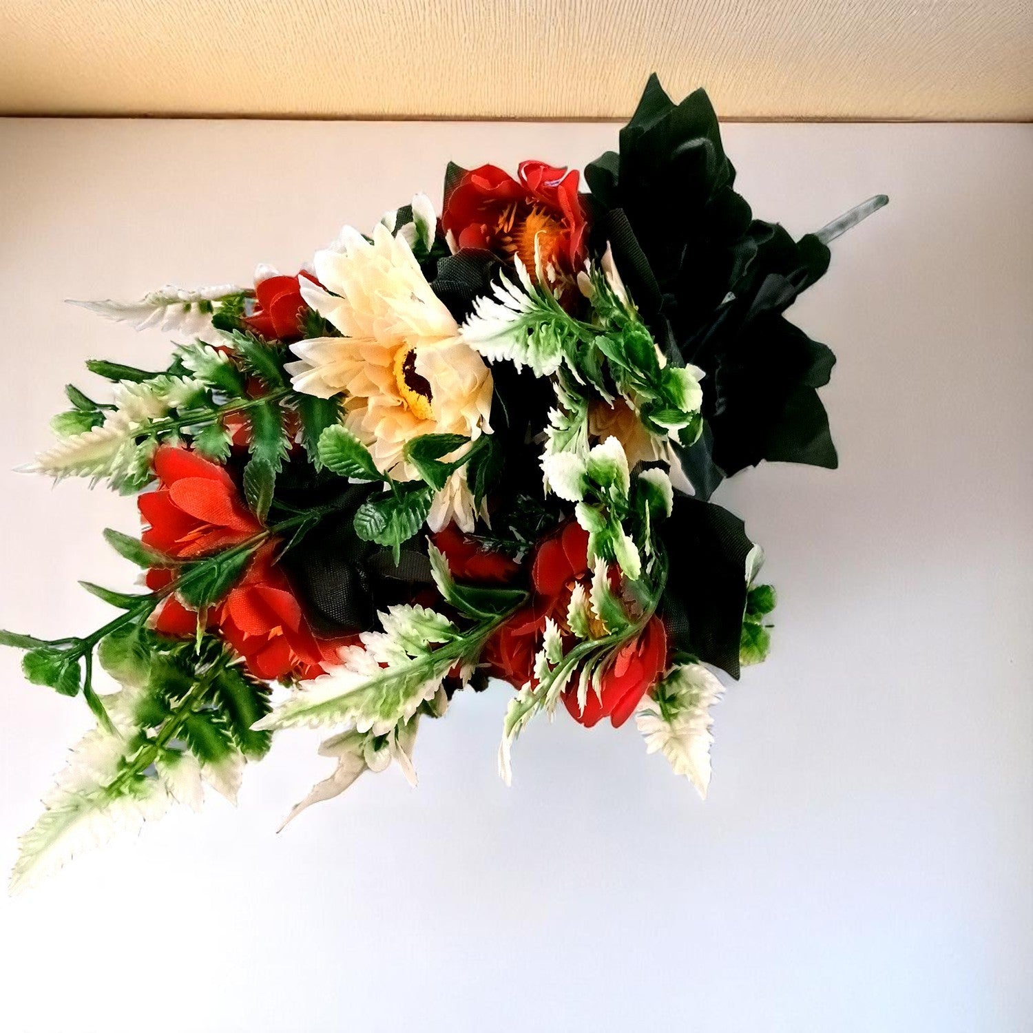 Artificial Dahalia Flower Bouquets | Faux Flowers Bunch - for Table Vase, Pot, Home Decor, Living Room, Side Table Centerpiece - 17 Inch - Apkamart