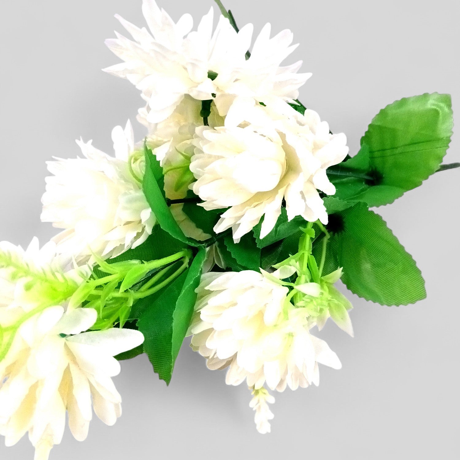 Artificial Flowers Dahlia Bunches for Vase Pot | Faux Flowers Stick - for Home Decor, Living Room, Wedding & Party Decoration (Vase Not Included) - 14 Inch - Apkamart #Colour_White