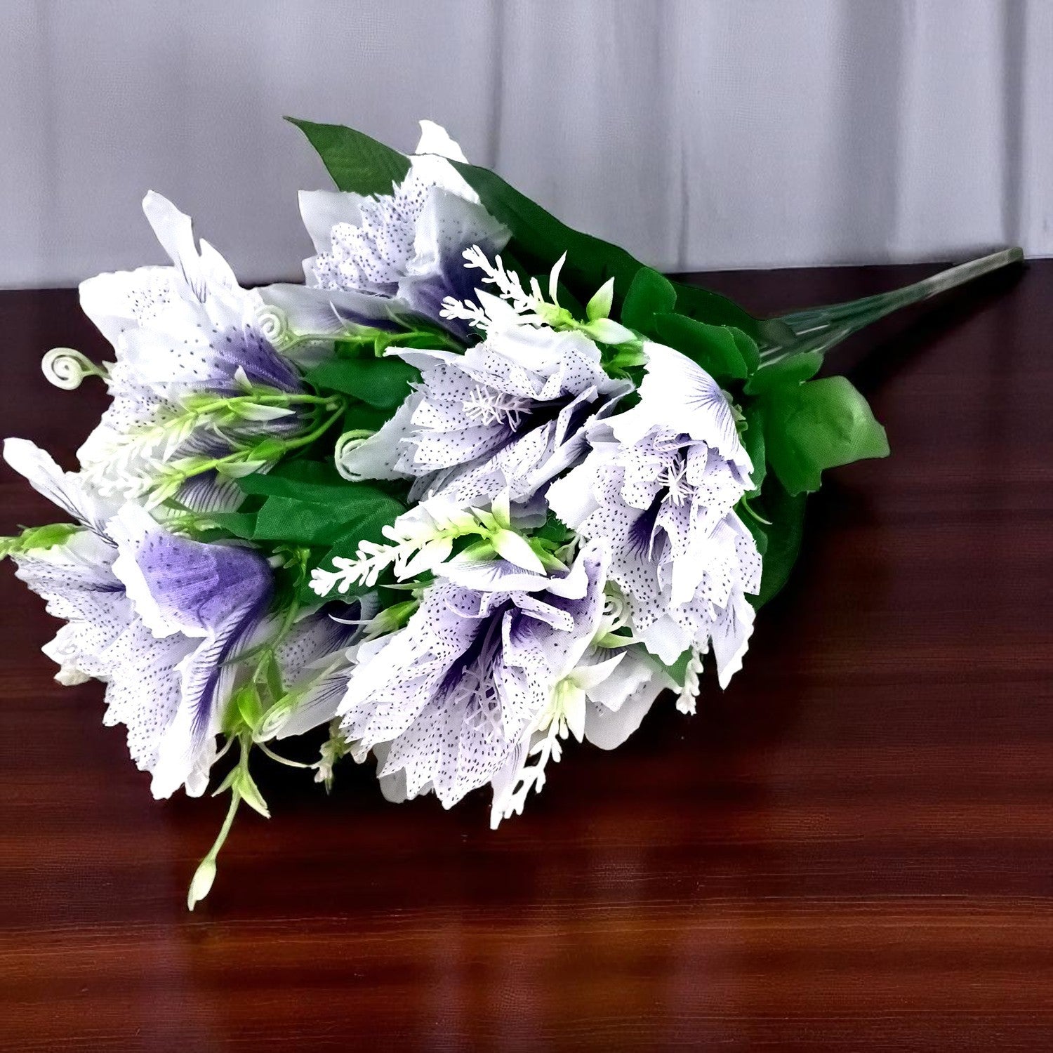 Artificial Flower Bouquets | Fake Flowers Bunch - For Vase, Pot, Home, Balcony, Office Corner, Living Room - 18 Inch - Apkamart #Colour_Purple