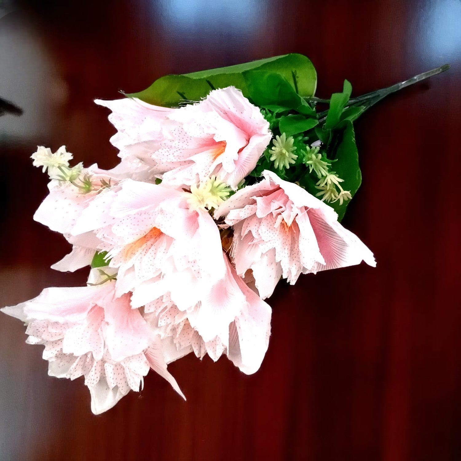 Artificial Flower Bouquets | Fake Flowers Bunch - For Vase, Pot, Home, Balcony, Office Corner, Living Room - 18 Inch - Apkamart #Colour_Pink