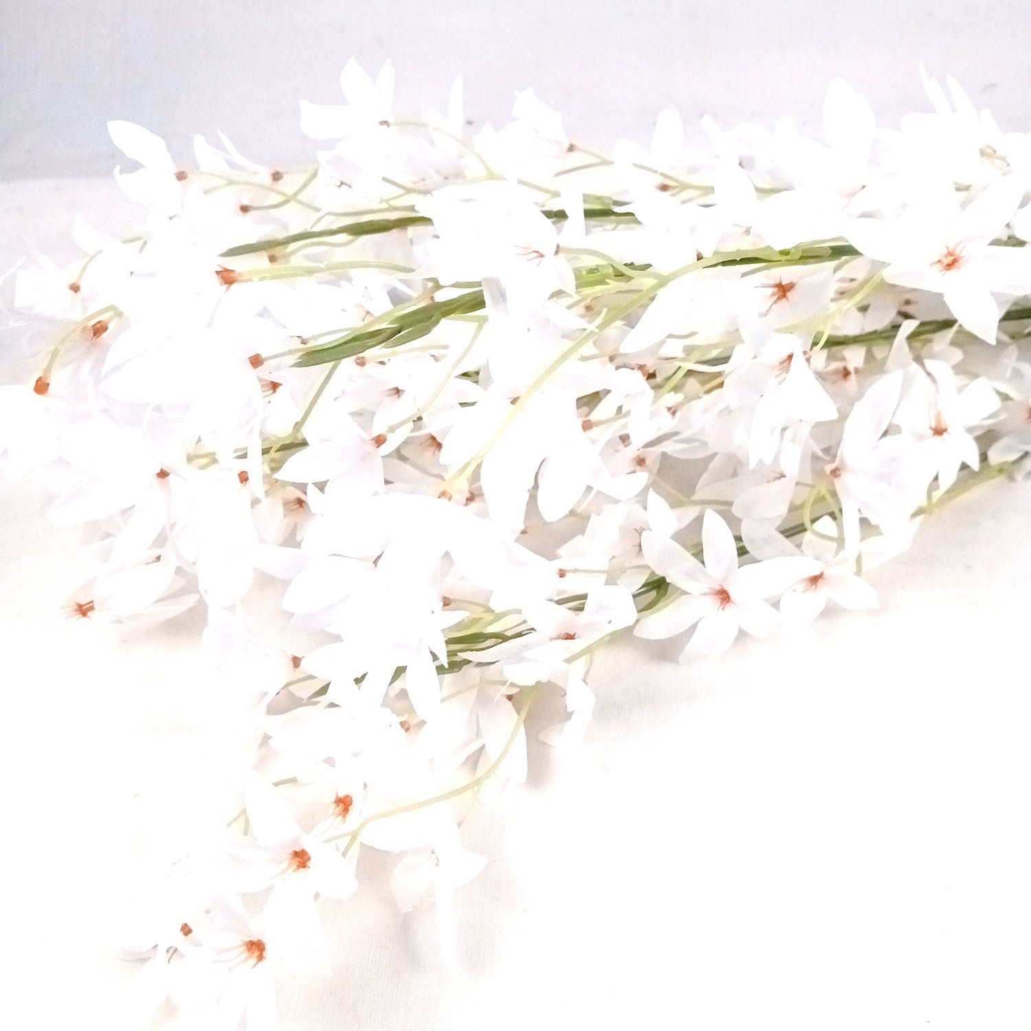 Artificial Orchids Flower Bouquets | Fake Flowers Bunch - For Vase, Pot, Home, Bedroom, Balcony, Office Corner, Living Room - 28 Inch - Apkamart #Colour_White