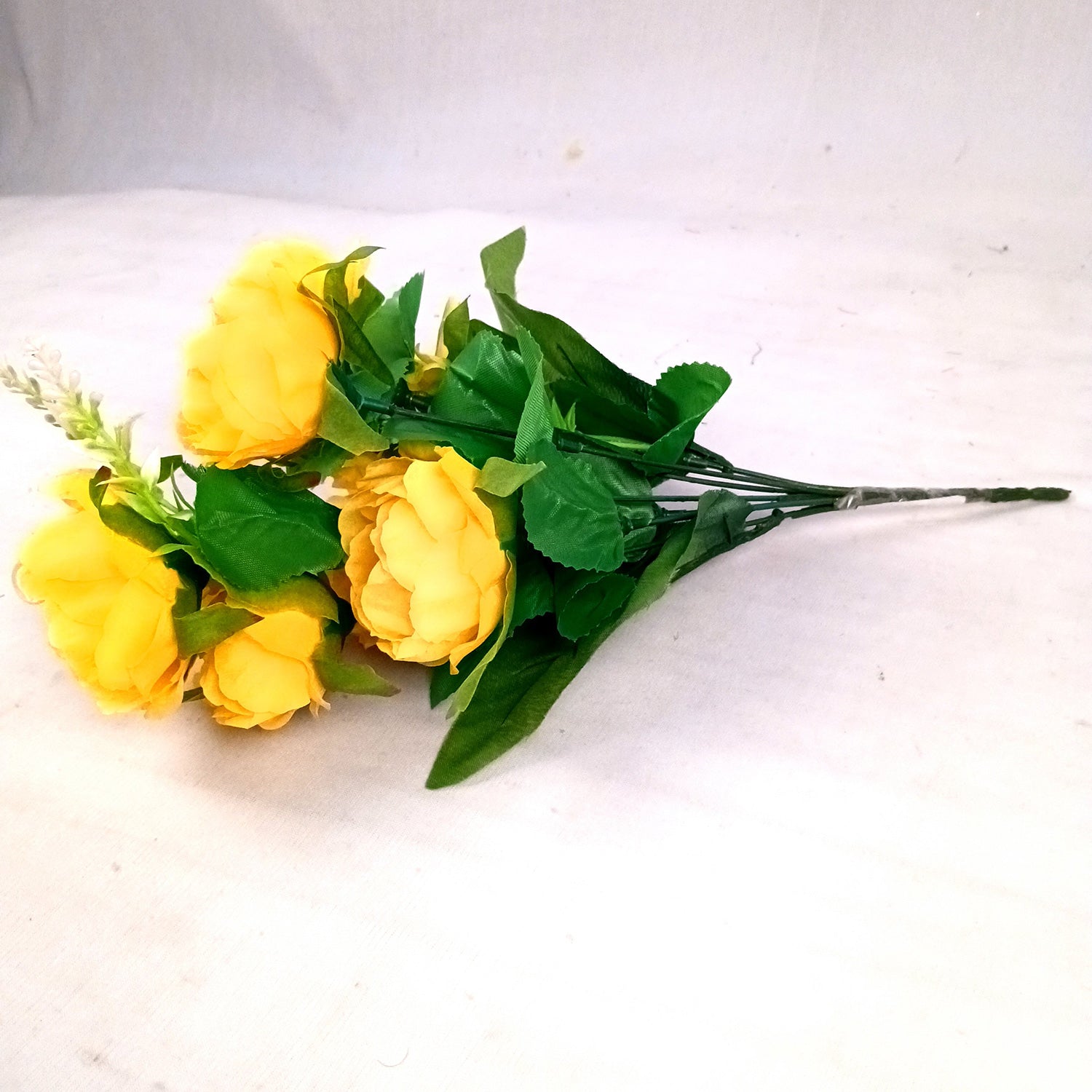 Artificial Flowers Rose Sticks | Faux Flowers Bunch - for Home Decor, Living Room, Wedding & Party Decoration (Vase Not Included) - 15 Inch - Apkamart #Colour_Yellow