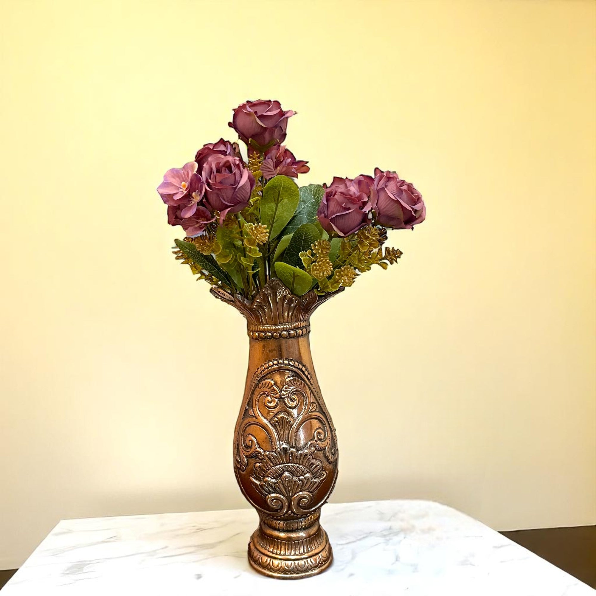 Artificial Flowers Rose Sticks | Faux Flowers Bunch - for Home Decor, Living Room, Centerpiece - 15 Inch - Apkamart #Colour_Pink