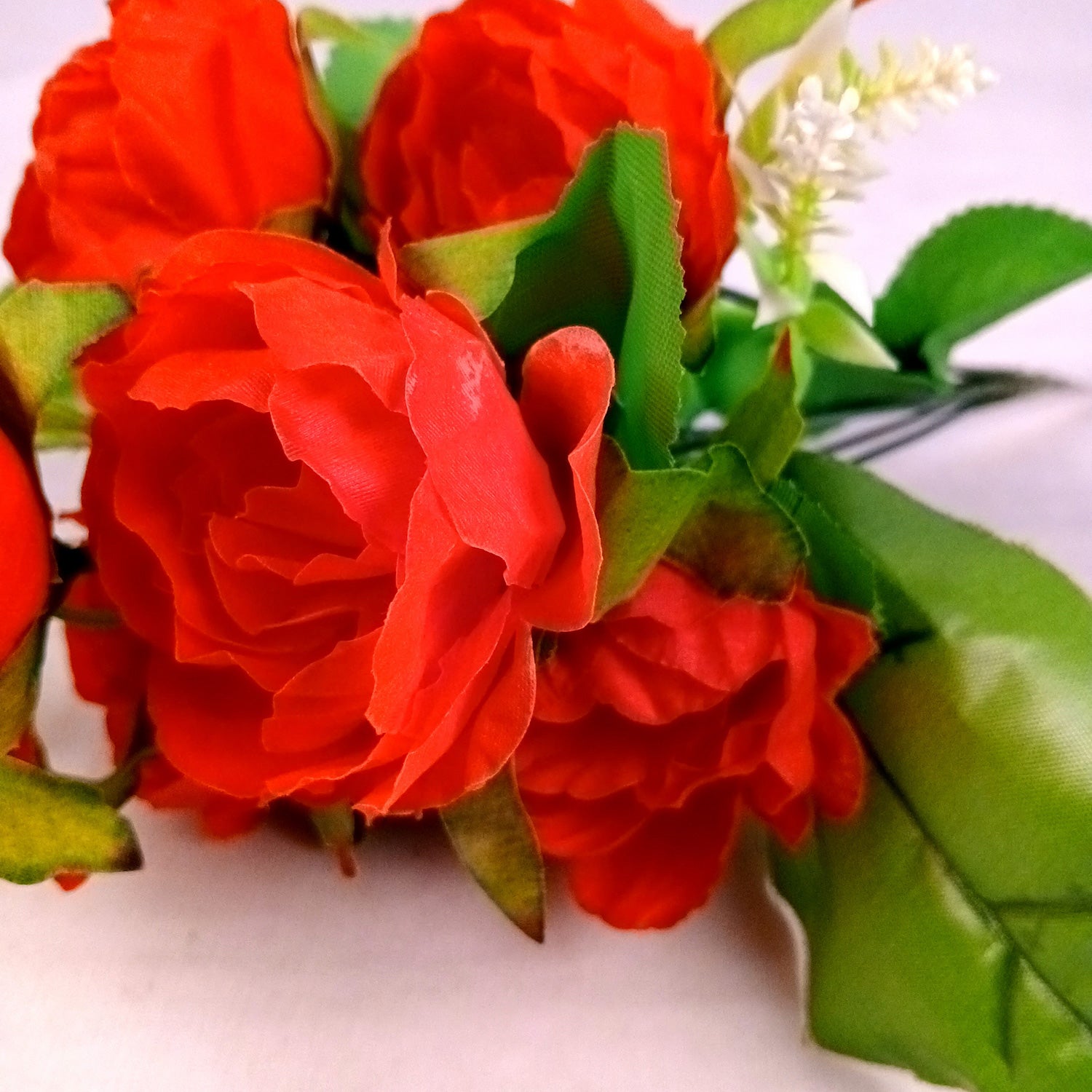 Artificial Flowers Rose Bunches for Vase Pot | Faux Flowers Stem - for Home Decor, Living Room, Office & Festivals Decoration (Vase Not Included) - 15 Inch - Apkamart #Colour_Red