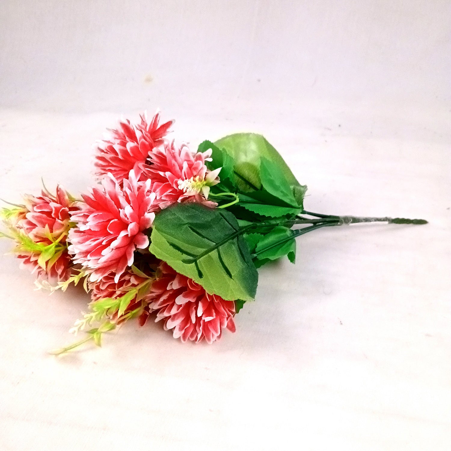 Artificial Flowers Dahlia Bunches for Vase Pot | Faux Flowers Stick - for Home Decor, Living Room, Wedding & Party Decoration (Vase Not Included) - 14 Inch - Apkamart #Colour_Pink