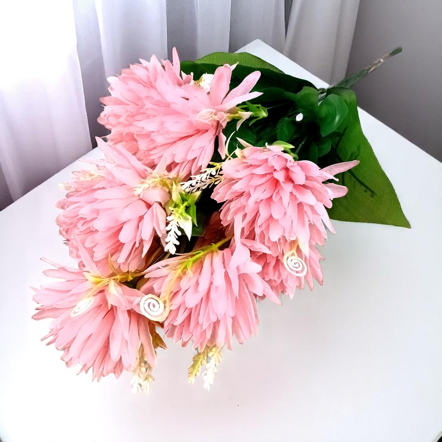 Artificial Flower Dahlia | Fake Flowers Bunch Dahalia - For Vase, Pot, Home, Bedroom, Balcony, Office Corner, Living Room - 18 Inch - Apkamart #Colour_Pink