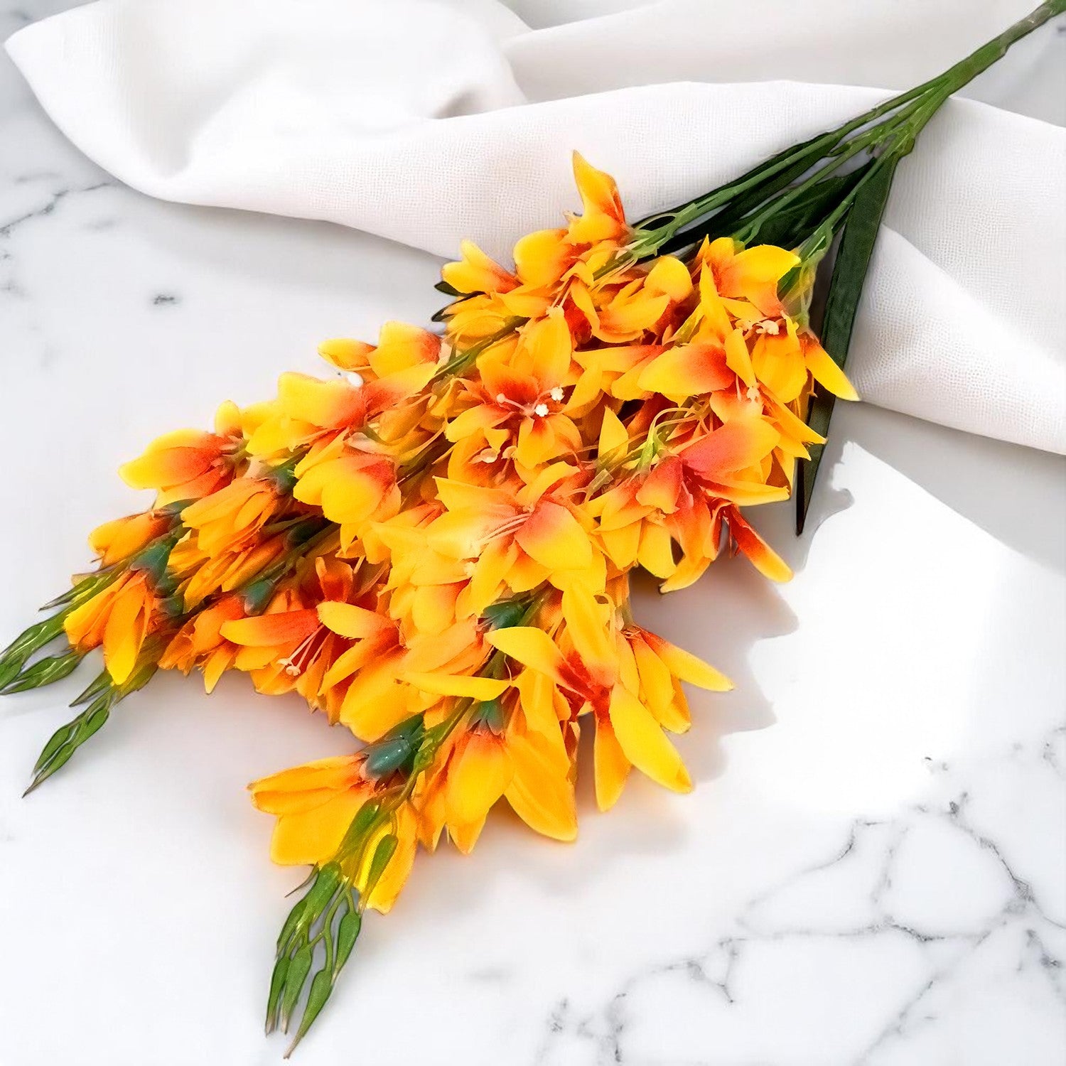 Artificial Flowers Gladiolus Bunches for Vase Pot | Faux Flowers Stem - for Home Decor Living Room Side Table Centerpiece - 26 Inch - Apkamart #Colour_Yellow