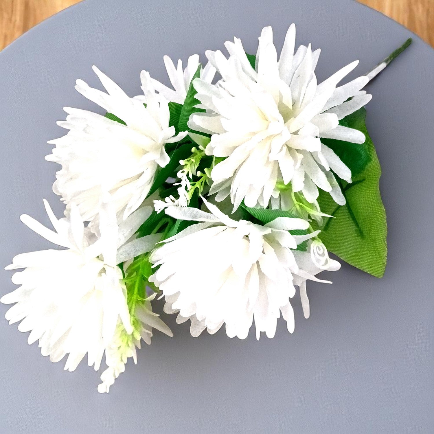 Artificial Flowers Dahlia Bunches for Vase Pot | Faux Flowers Stick - for Home Decor, Living Room, Wedding & Party Decoration  (Vase Not Included) - 15 Inch - Apkamart #Colour_White