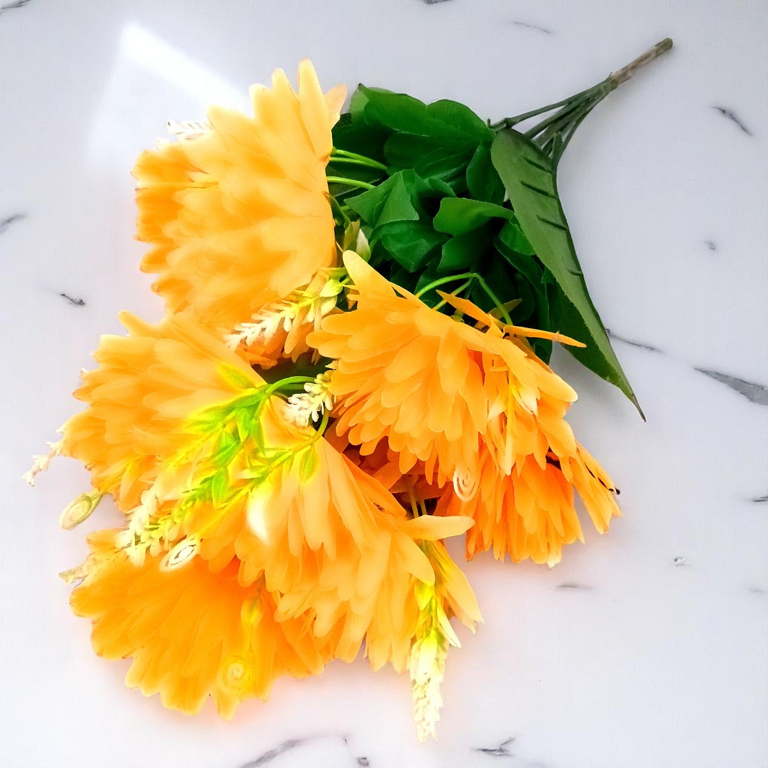 Artificial Flower Dahlia | Fake Flowers Bunch Dahalia - For Vase, Pot, Home, Bedroom, Balcony, Office Corner, Living Room - 18 Inch - Apkamart #Colour_Yellow