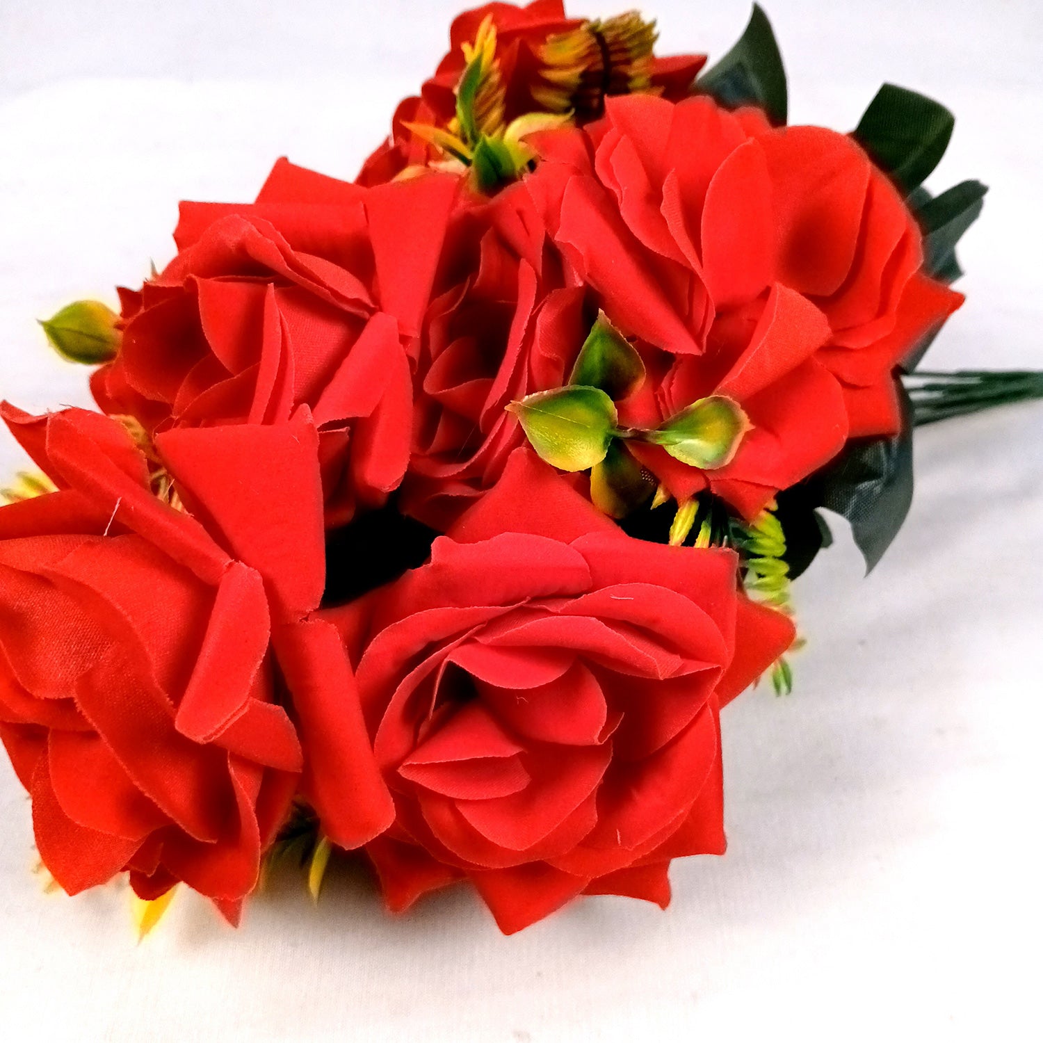 Artificial Flowers Rose Bunches for Vase Pot | Faux Flowers Stem - for Home Decor Living Room Side Table Centerpiece - 16 Inch - Apkamart