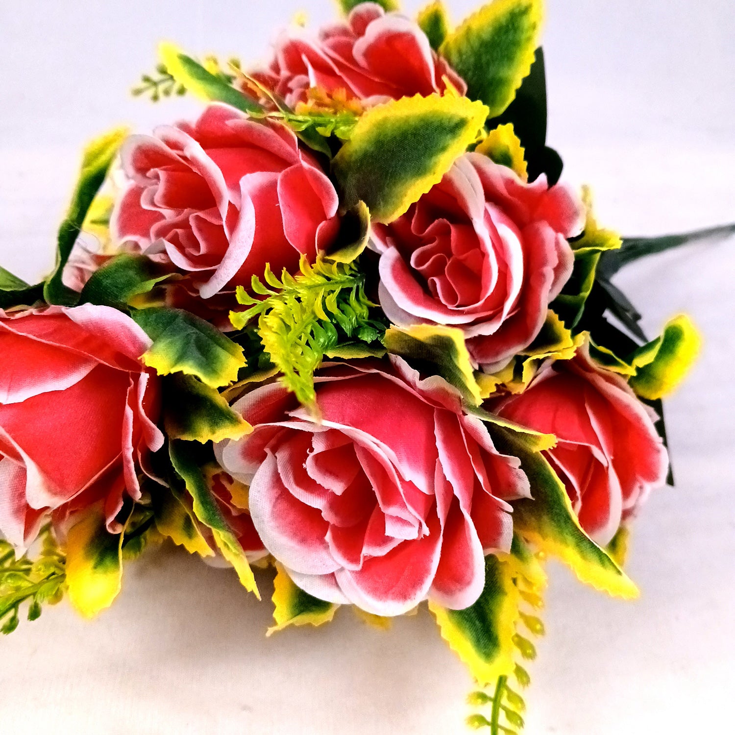 Artificial Flower Bouquet | Rose Fake Flowers Bunch - For Vase, Pot, Home, Bedroom, Balcony, Office Corner, Living Room - 16 Inch - Apkamart #Style_Design 3