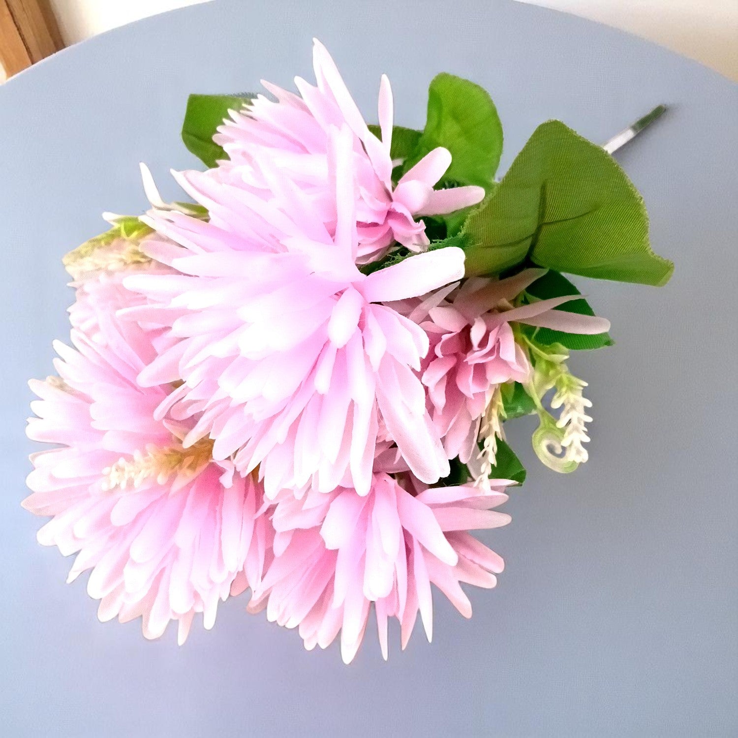 Artificial Flowers Dahlia Bunches for Vase Pot | Faux Flowers Stick - for Home Decor, Living Room, Wedding & Party Decoration (Vase Not Included) - 15 Inch - Apkamart #Colour_Pink
