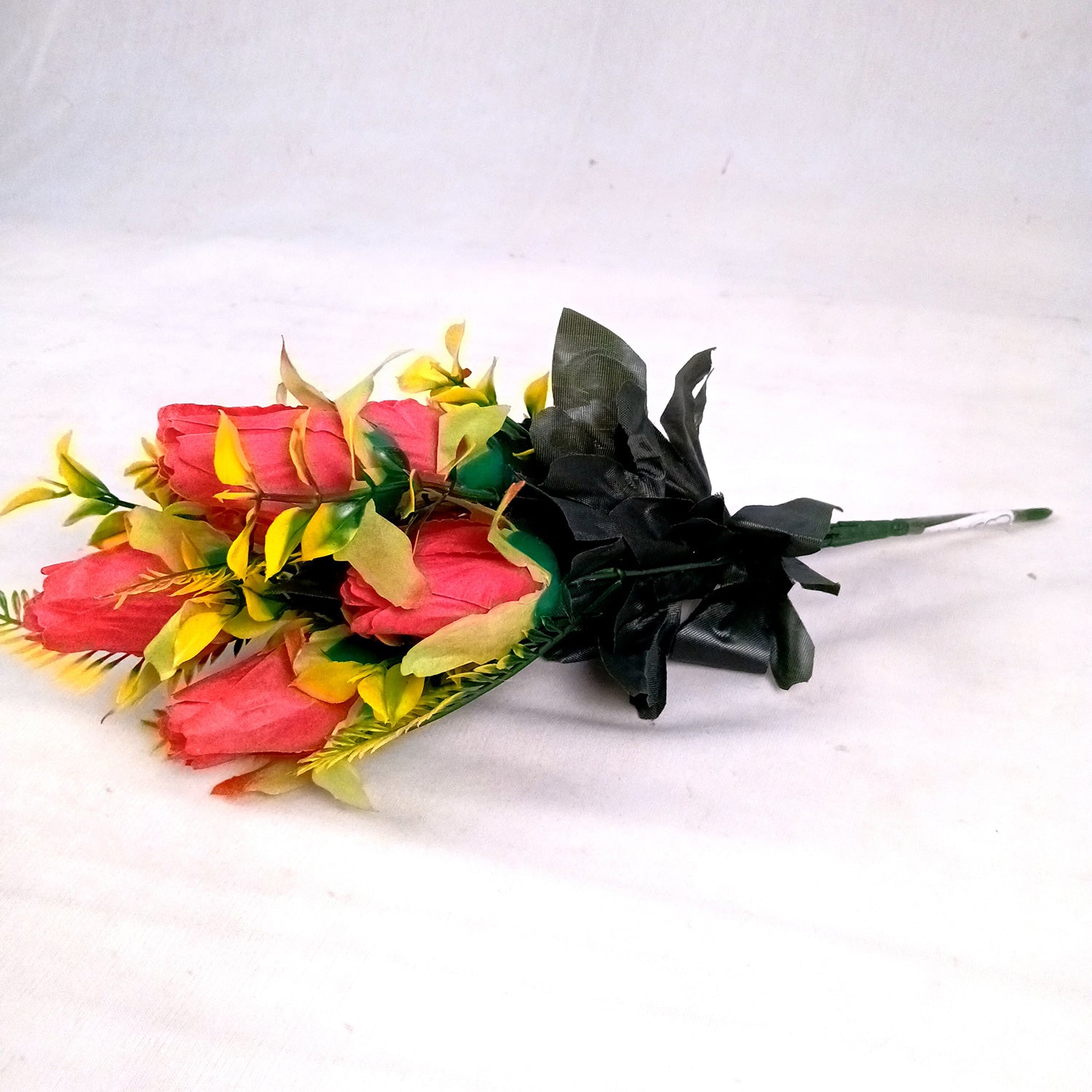 Artificial Flowers Rose Bunches for Vase Pot | Faux Flowers Stem - for Home Decor, Living Room, Office, Wedding & Party Decoration (Vase Not Included) - 14 Inch - Apkamart #Colour_Pink