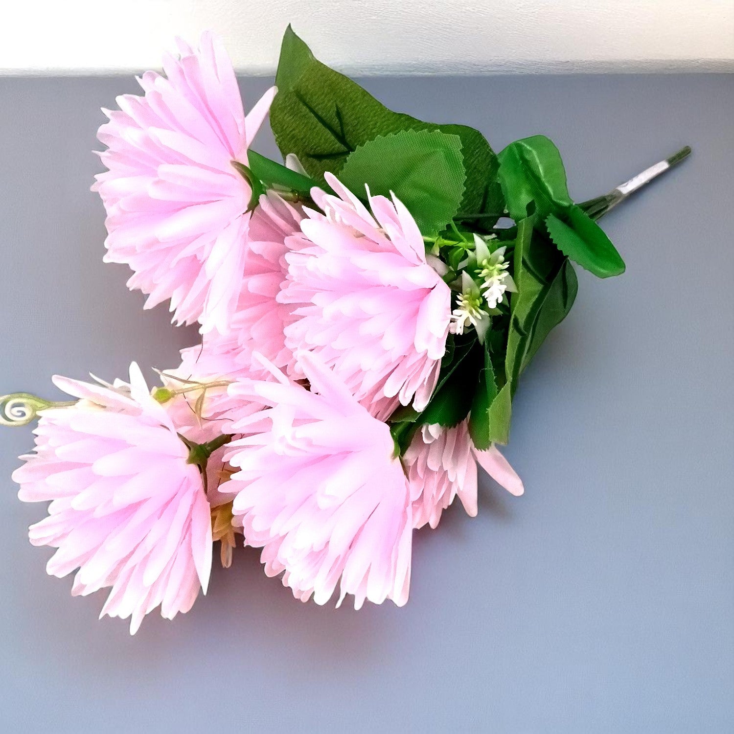 Artificial Flowers Dahlia Bunches for Vase Pot | Faux Flowers Stick - for Home Decor, Living Room, Wedding & Party Decoration  (Vase Not Included) - 15 Inch - Apkamart #Colour_Pink