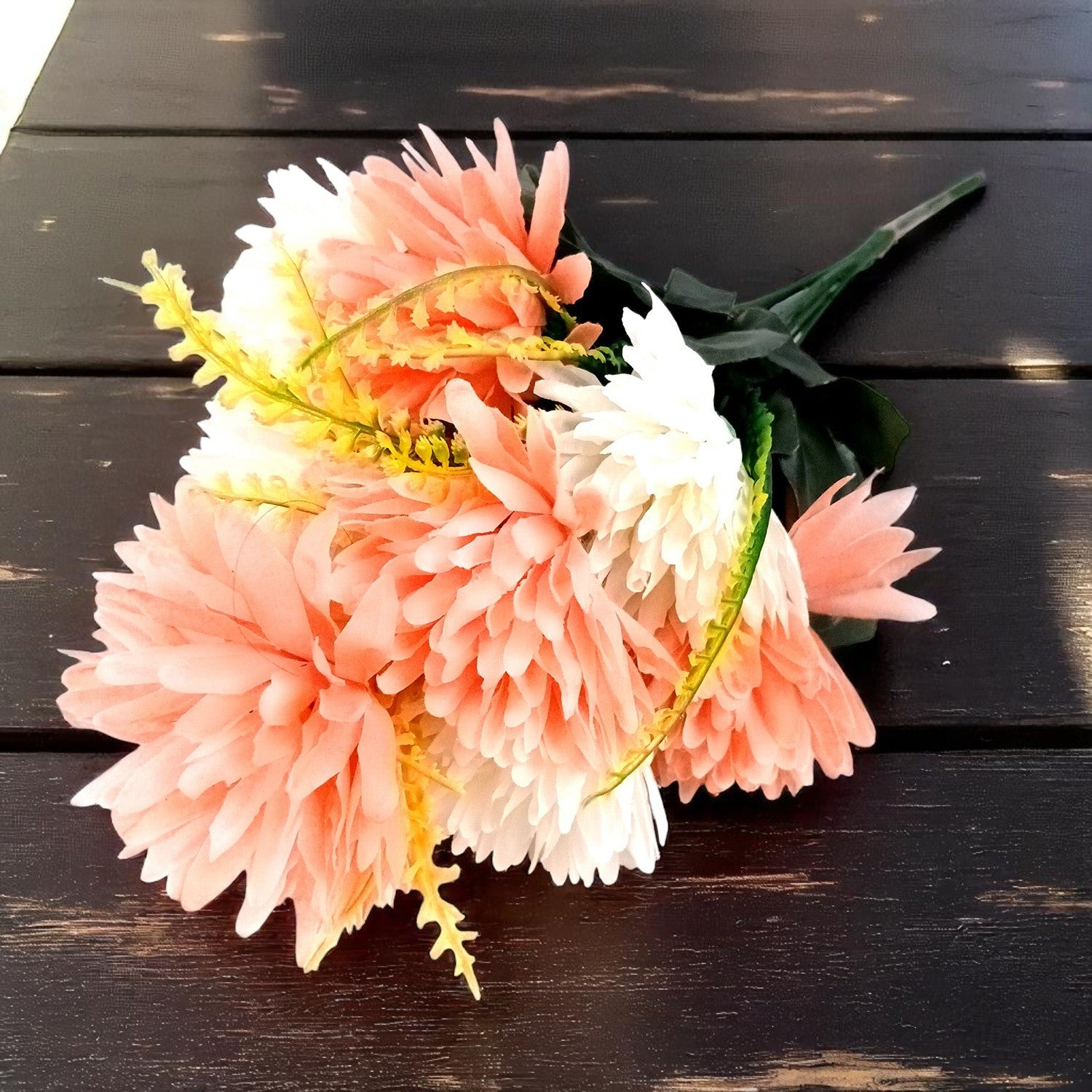 Artificial Marigold Flowers Bunches for Vase Pot | Faux Flowers Stem - for Home Decor Living Room Side Table Centerpiece - 16 Inch - Apkamart #Style_Design 1