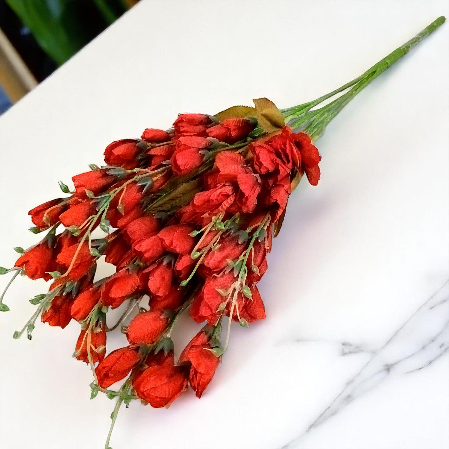 Artificial Flower Tulips Bouquet | Faux Flowers Bunch - for Table Vase, Pot, Home Decor, Living Room, Side Table Centerpiece - 27 Inch - Apkamart #Colour_Red