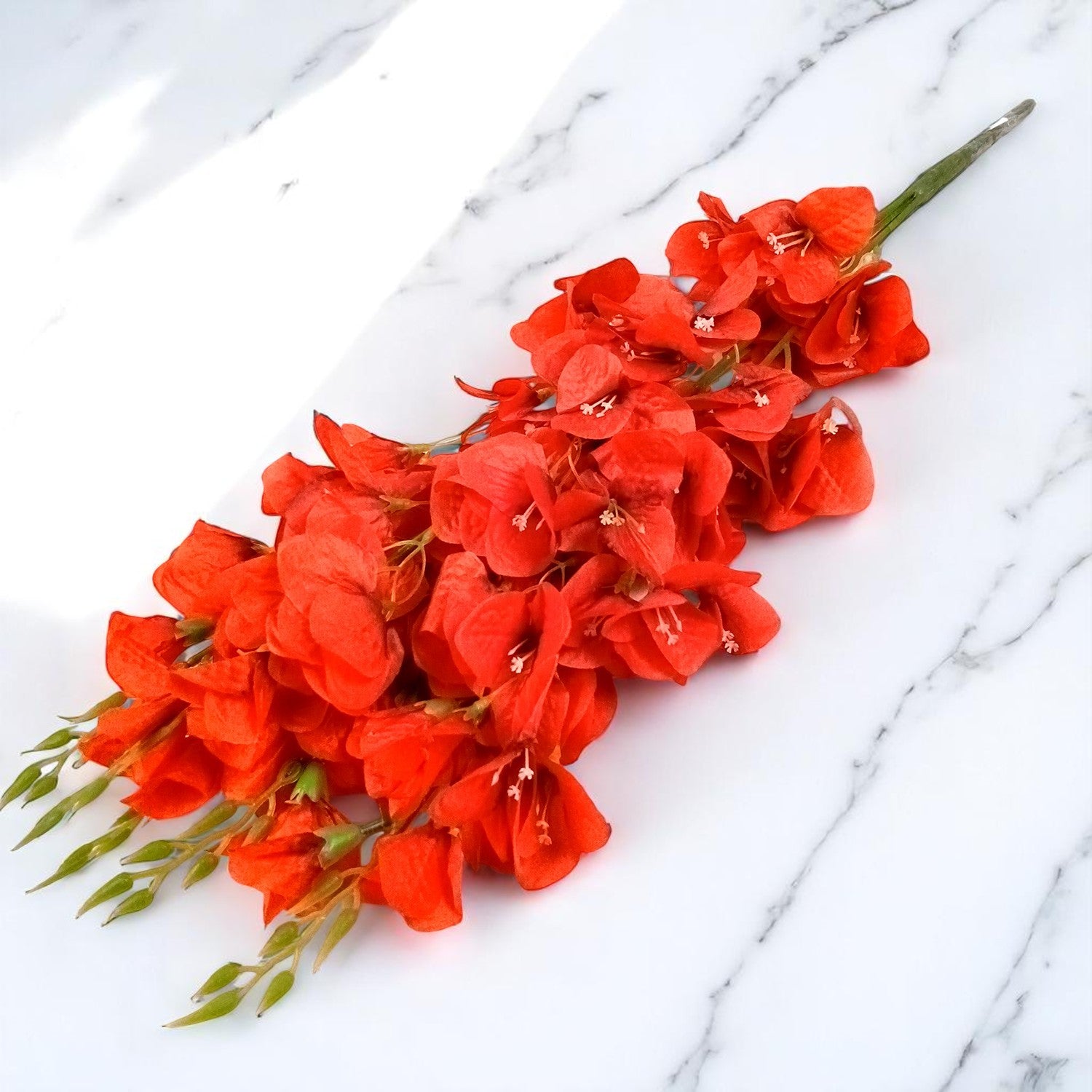 Artificial Flower Orchids Sticks Bouquet | Fake Flowers Bunch - For Vase, Pot, Home, Bedroom, Balcony, Office Corner - 26 Inch - Apkamart #Colour_Red