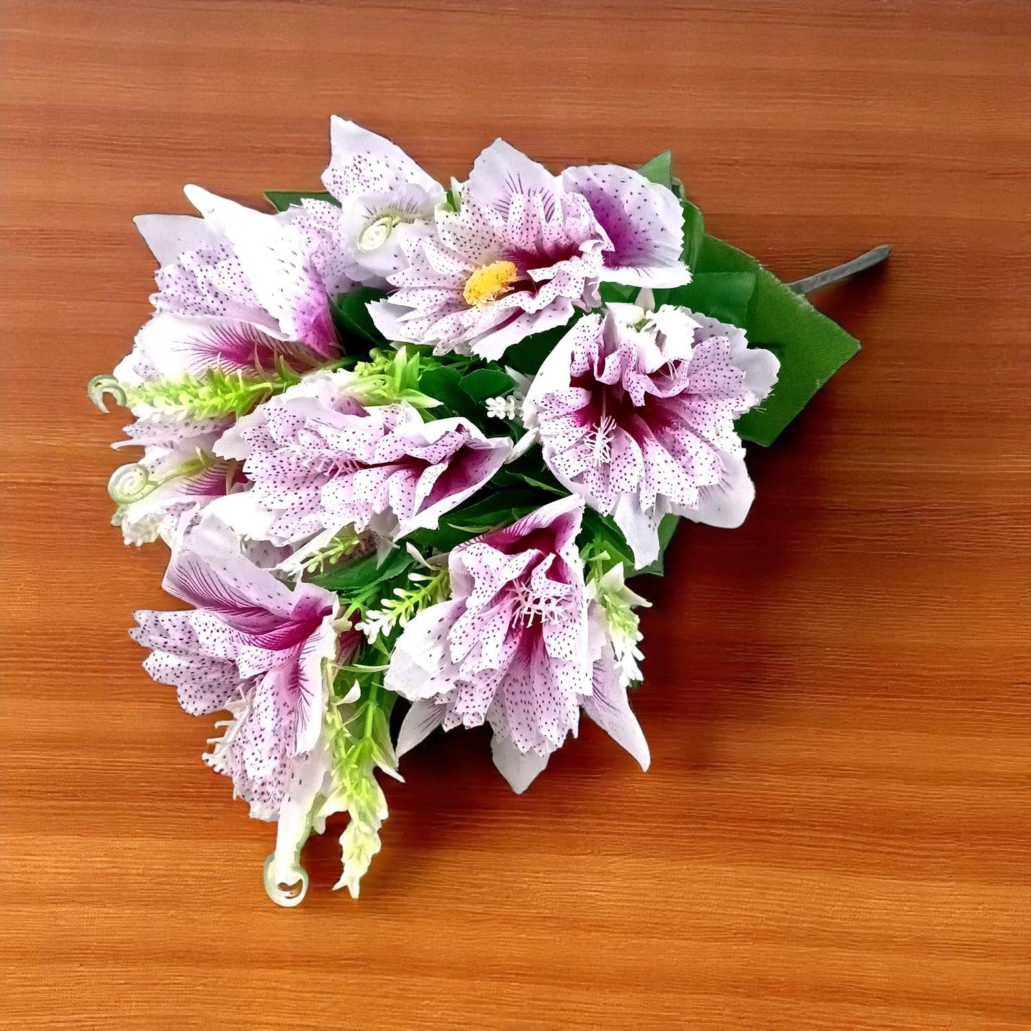 Artificial Flower Bouquets | Faux Flowers Bunch - for Table Vase, Pot, Home Decor, Living Room, Side Table Centerpiece - 18 Inch - Apkamart #Colour_Purple