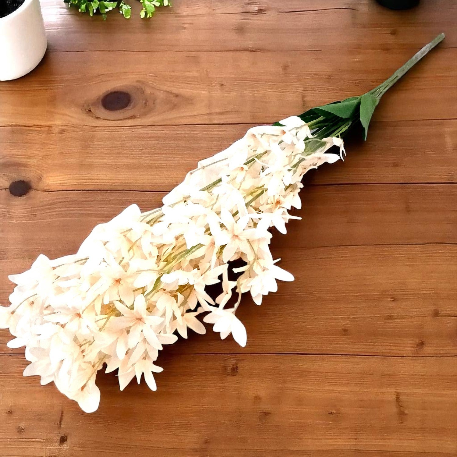 Artificial Orchids Flower Bouquets | Fake Flowers Bunch - For Vase, Pot, Home, Bedroom, Balcony, Office Corner, Living Room - 28 Inch - Apkamart #Colour_Cream