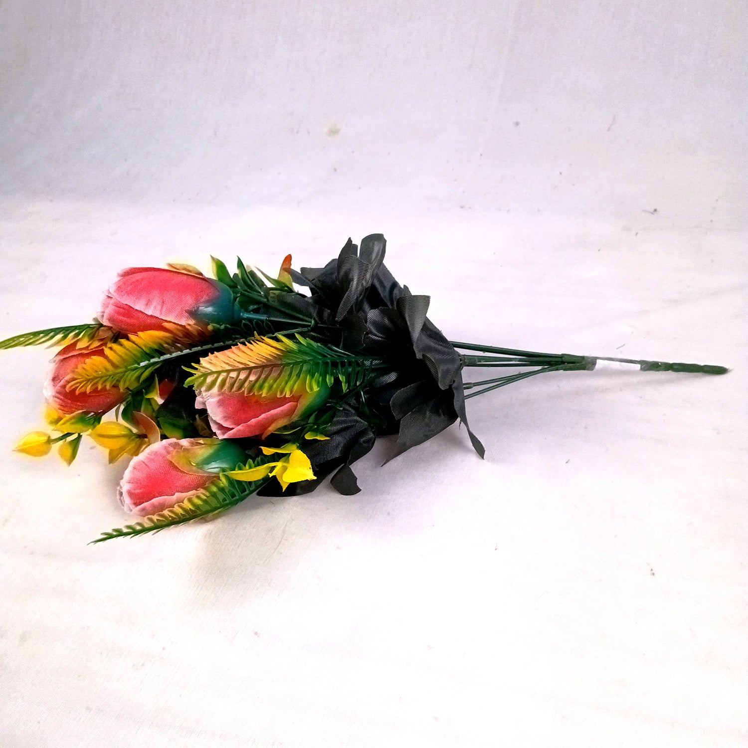 Artificial Flowers Rose Sticks | Faux Flowers Bunch - for Home Decor, Living Room, Wedding & Party Decoration (Vase Not Included) - 14 Inch - Apkamart #Colour_Pink