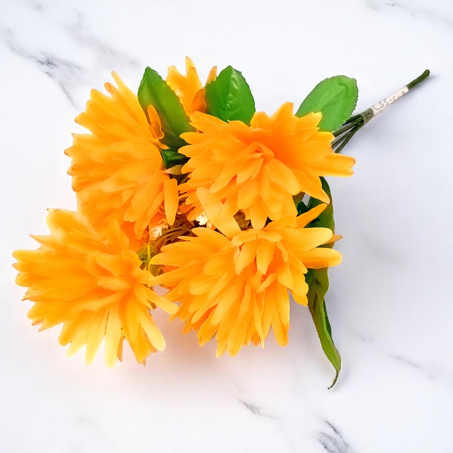 Artificial Flowers Dahlia Bunches for Vase Pot | Faux Flowers Stick - for Home Decor, Living Room, Wedding & Party Decoration (Vase Not Included) - 15 Inch - Apkamart #Colour_Orange