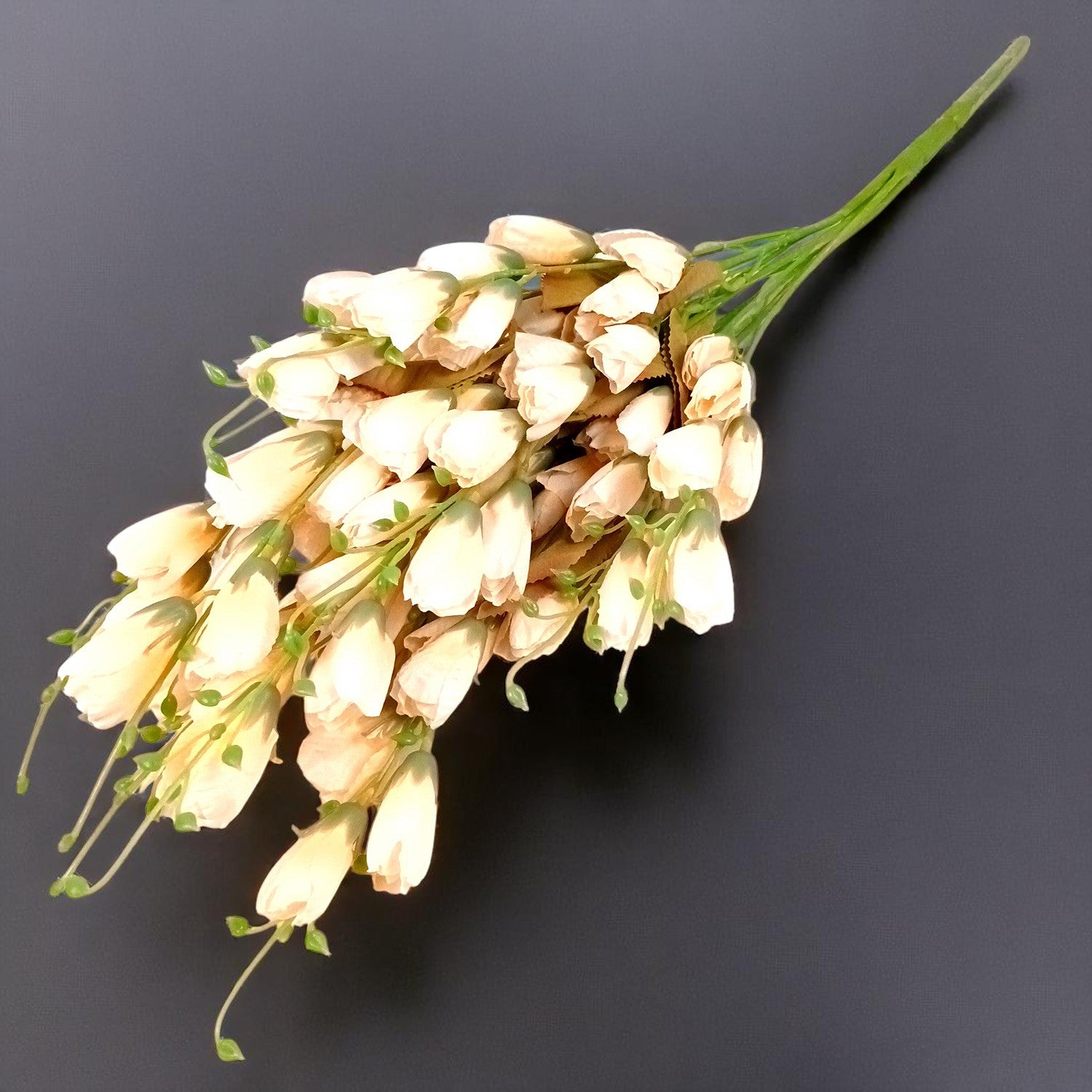 Artificial Flowers | Faux Tulips Flowers Bunch - for Home Decor, Office Corner, Living Room, Side Table, Centerpiece - 27 Inch - Apkamart #Colour_Cream