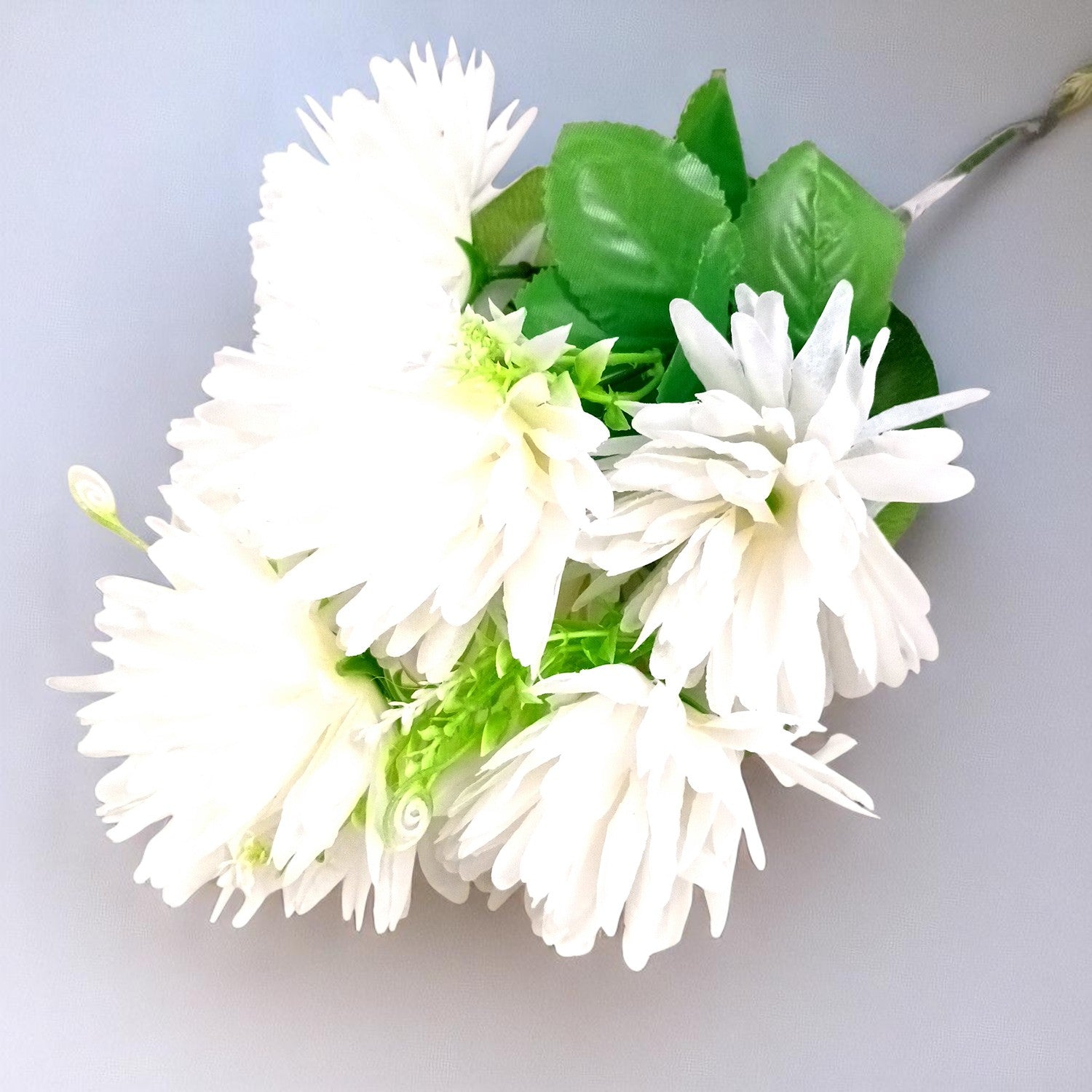 Artificial Flowers Dahlia Bunches for Vase Pot | Faux Flowers Stick - for Home Decor, Living Room, Wedding & Party Decoration  (Vase Not Included) - 15 Inch - Apkamart #Colour_White