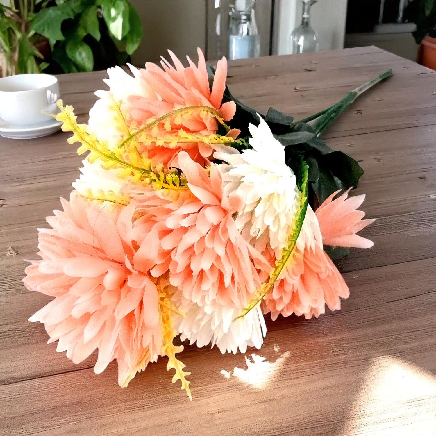 Artificial Marigold Flowers Bunches for Vase Pot | Faux Flowers Stem - for Home Decor Living Room Side Table Centerpiece - 16 Inch - Apkamart #Style_Design 1