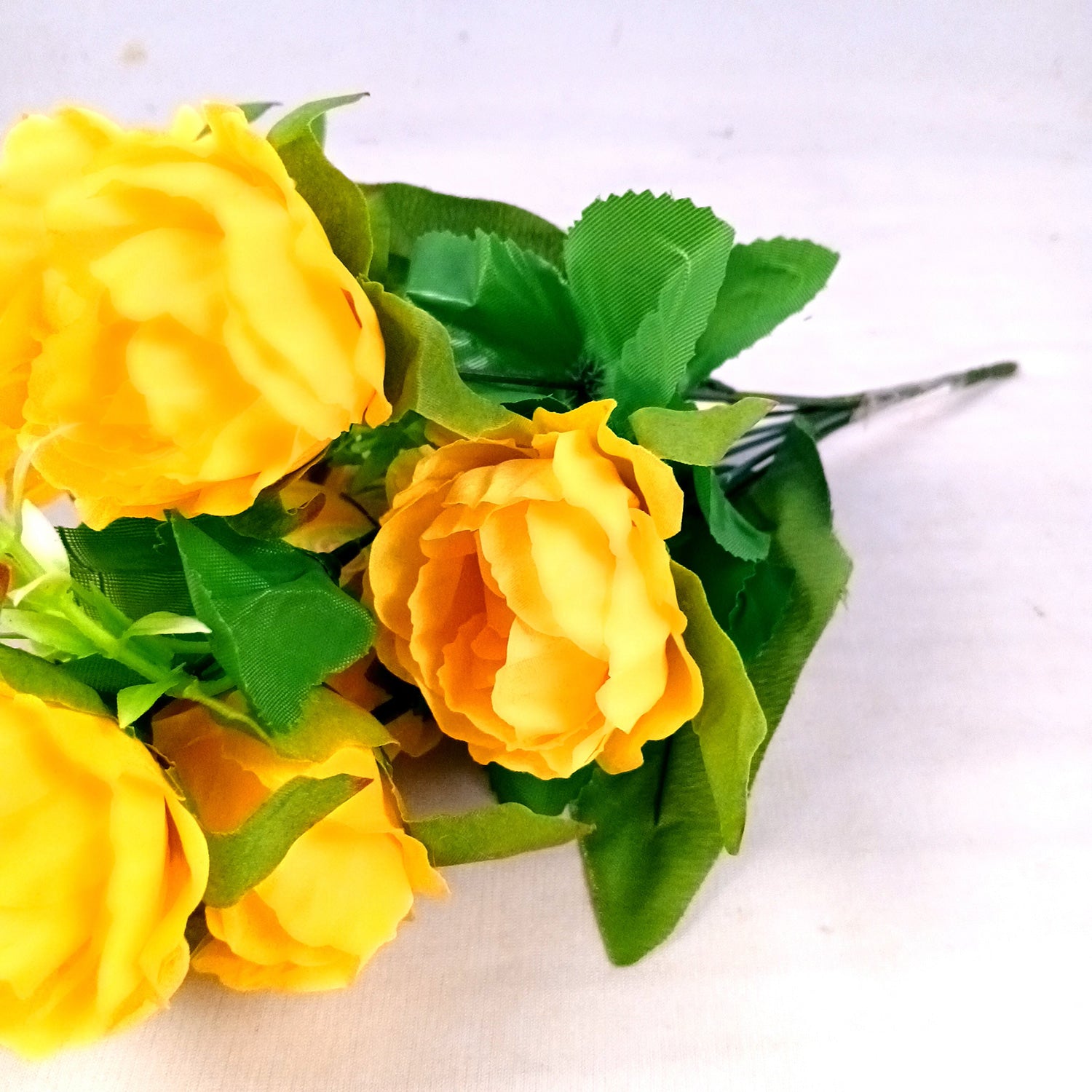 Artificial Flowers Rose Sticks | Faux Flowers Bunch - for Home Decor, Living Room, Wedding & Party Decoration (Vase Not Included) - 15 Inch - Apkamart #Colour_Yellow