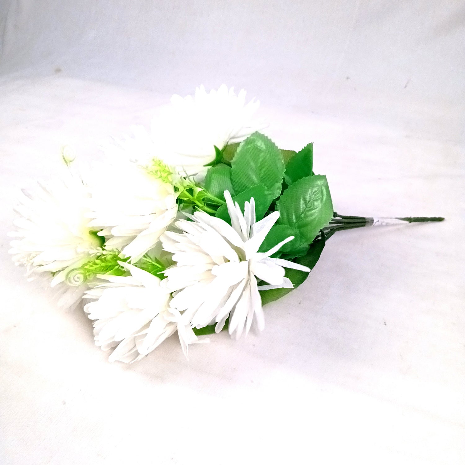 Artificial Flowers Dahlia Bunches for Vase Pot | Faux Flowers Stick - for Home Decor, Living Room, Wedding & Party Decoration  (Vase Not Included) - 15 Inch - Apkamart #Colour_White