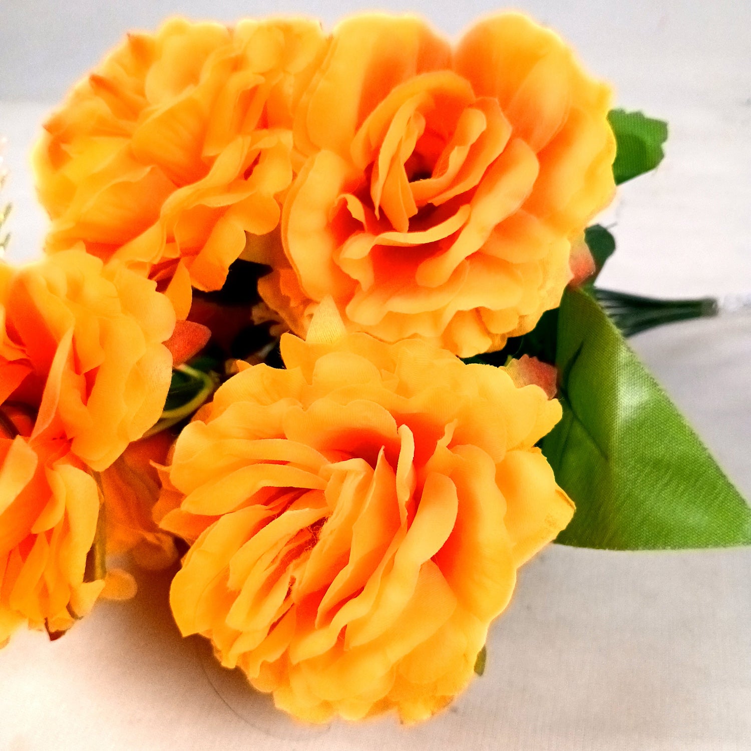 Artificial Flowers Rose Bunches for Vase Pot | Faux Flowers Stem - for Home Decor, Living Room, Office & Festivals Decoration (Vase Not Included) - 15 Inch - Apkamart #Colour_Orange