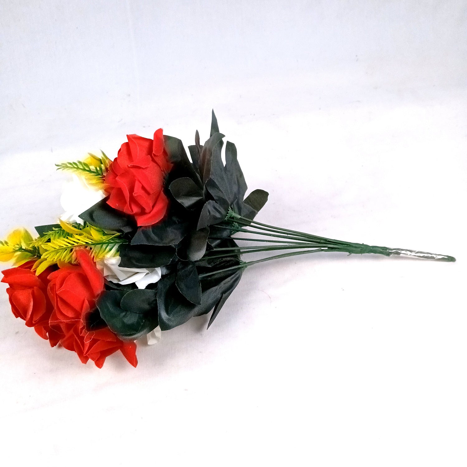 Artificial Flowers Rose | Faux Gulab Flowers Bunch - for Home Decor, Living Room, Centerpiece - 16 Inch - Apkamart