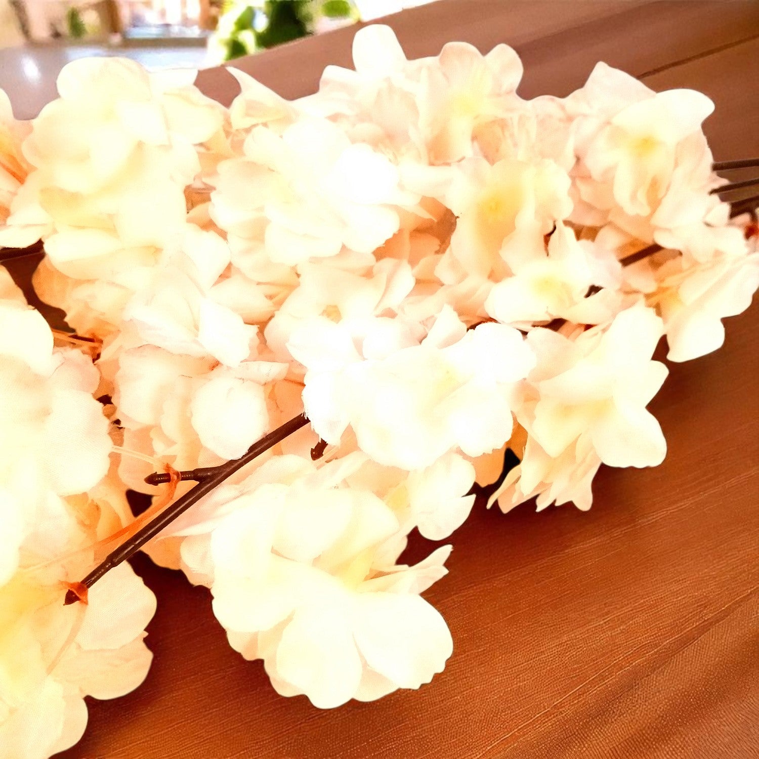 Artificial Flower Bouquets - Cherry Blossom | Faux Flowers Sticks / Bunch - for Table Vase, Home Decor, Living Room, Side Table Centerpiece - 21 Inch - Apkamart #Style_Design 2