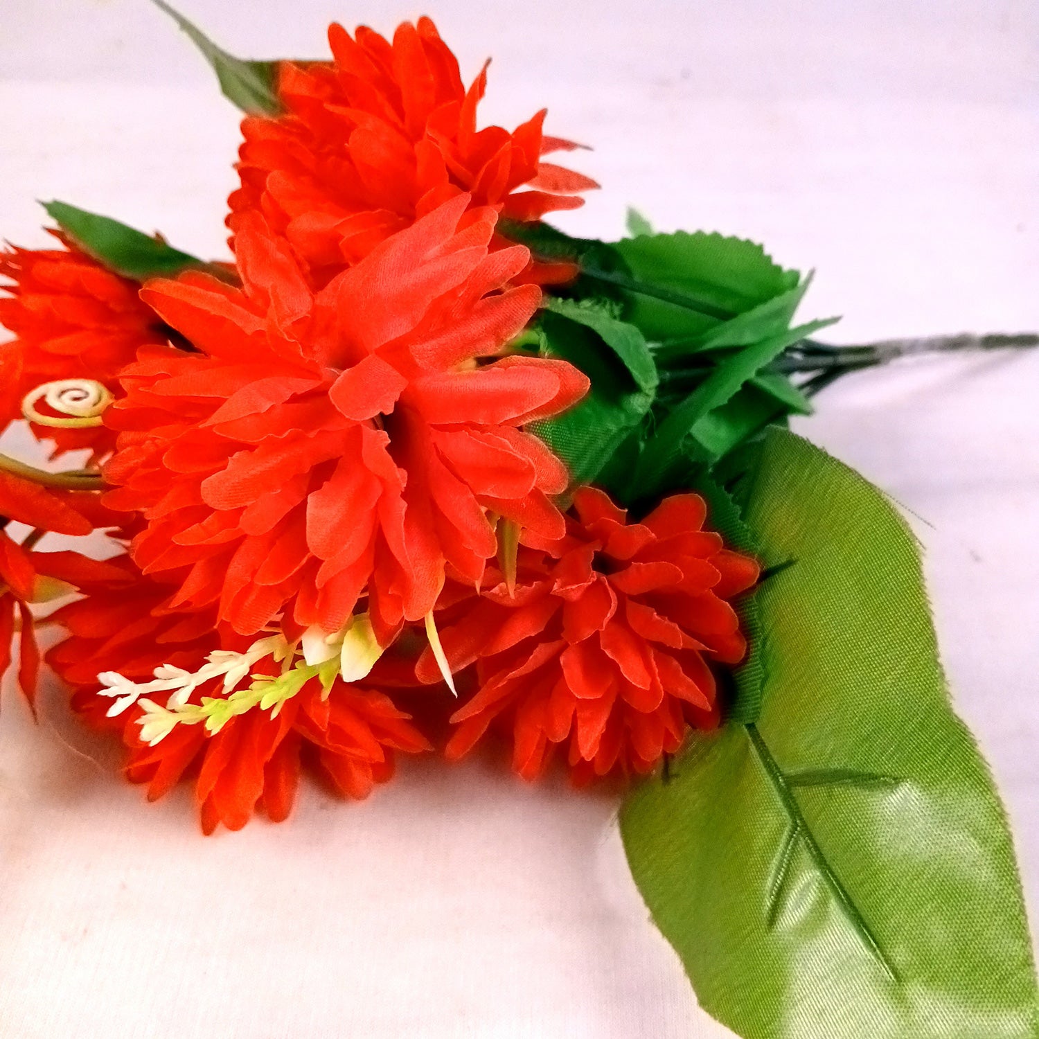 Artificial Flowers Dahlia Bunches for Vase Pot | Faux Flowers Stick - for Home Decor, Living Room, Wedding & Party Decoration (Vase Not Included) - 14 Inch - Apkamart #Colour_Red