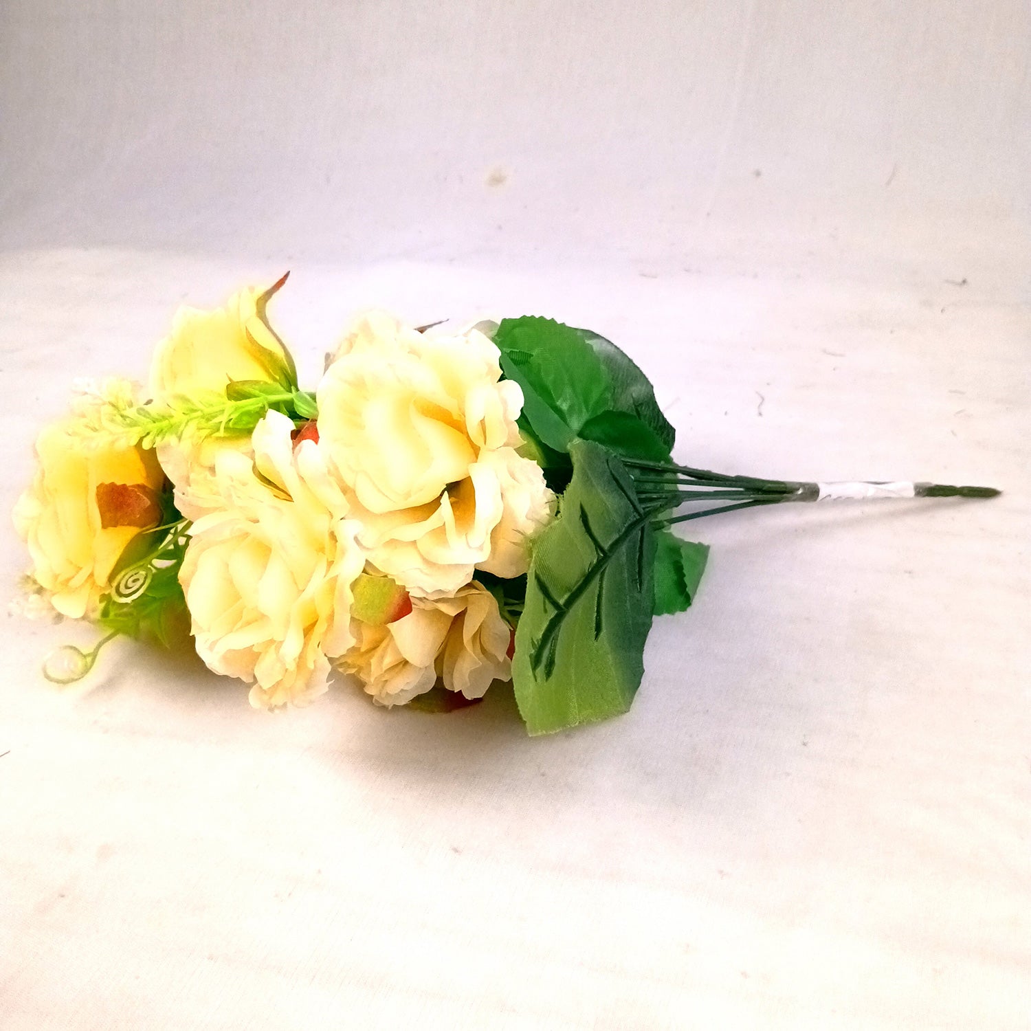 Artificial Flowers Rose Bunches for Vase Pot | Faux Flowers Stem - for Home Decor, Living Room, Office & Festivals Decoration (Vase Not Included) - 15 Inch - Apkamart #Colour_Yellow