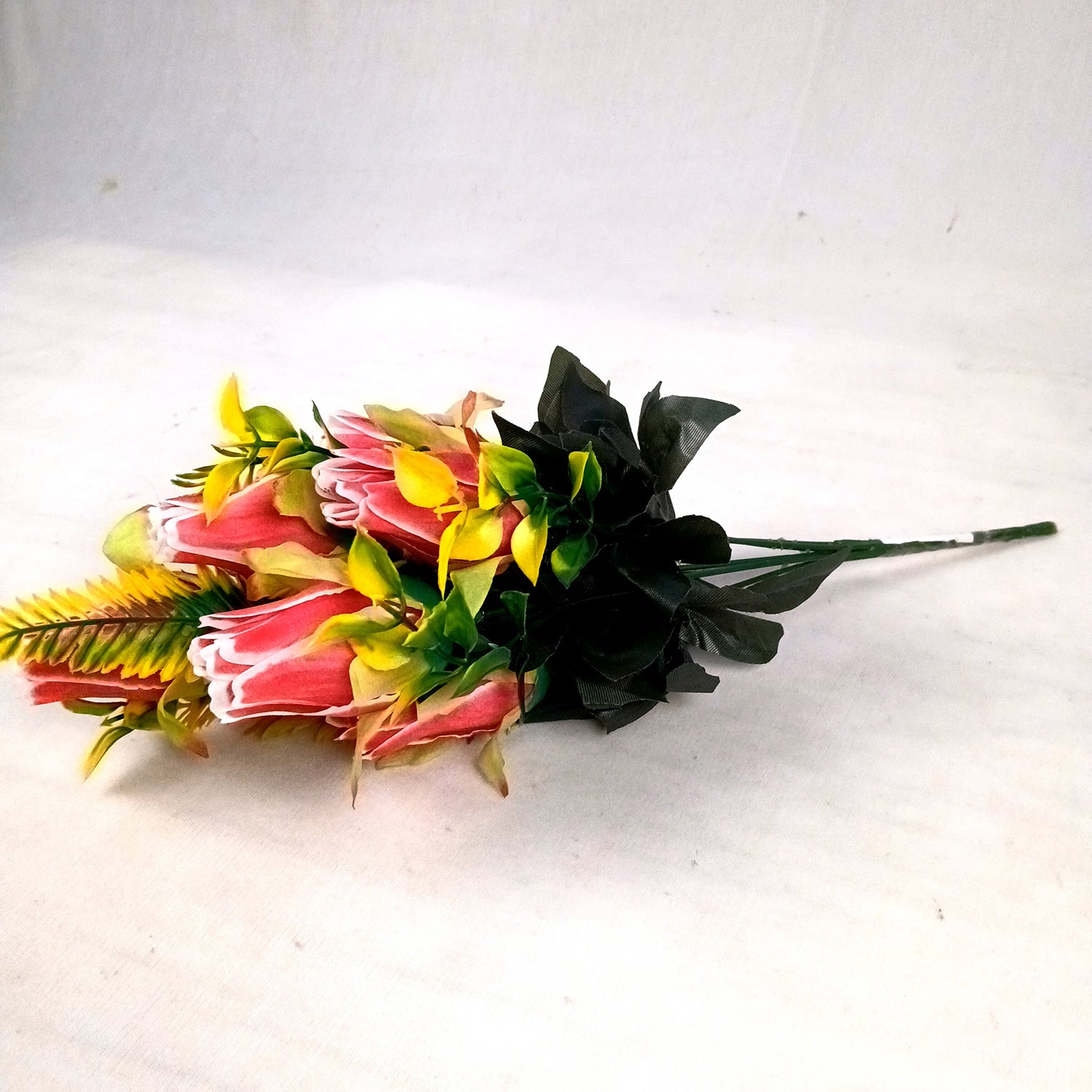 Artificial Flowers Rose Bunches for Vase Pot | Faux Flowers Stem - for Home Decor, Living Room, Office, Wedding & Party Decoration (Vase Not Included) - 14 Inch - Apkamart #Colour_Pink