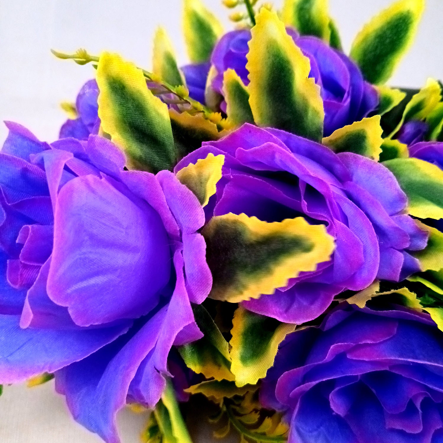 Artificial Flower Bouquet | Faux Rose Flowers Bunch - for Table Vase, Pot, Home Decor, Side Table - 16 Inch - Apkamart #Colour_Purple