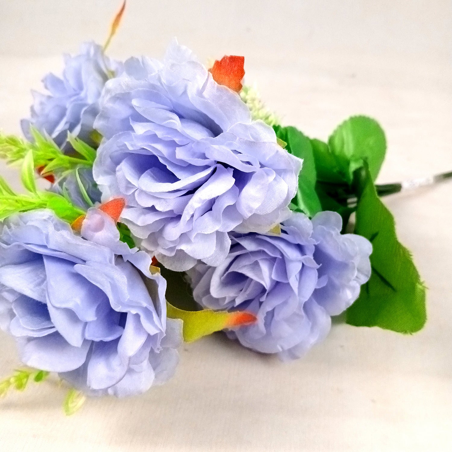 Artificial Flowers Rose Bunches for Vase Pot | Faux Flowers Stem - for Home Decor, Living Room, Wedding & Party Decoration (Vase Not Included) - 15 Inch - Apkamart #Colour_Purple