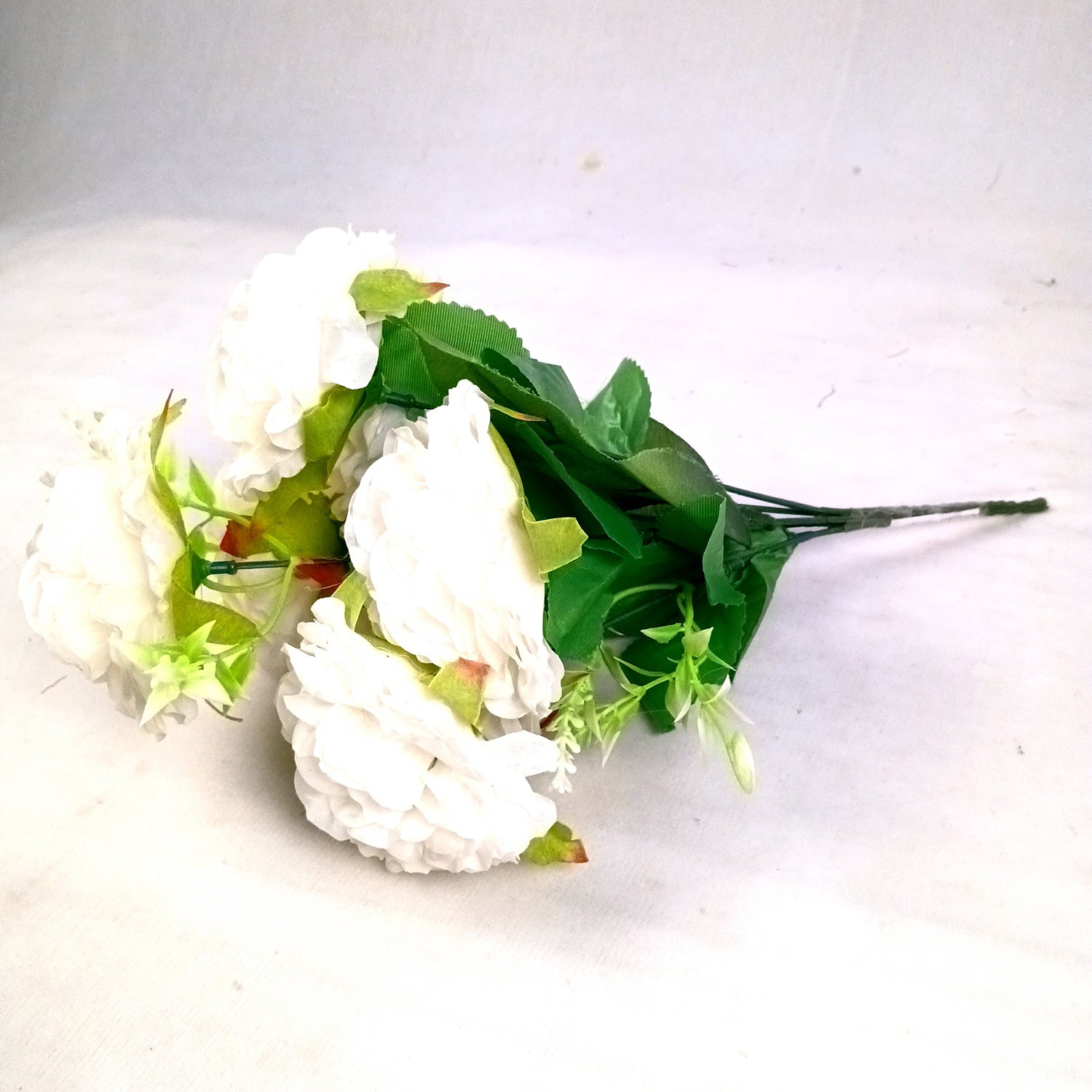 Artificial Flowers Rose Sticks | Faux Flowers Bunch - for Home Decor, Living Room, Wedding & Party Decoration (Vase Not Included) - 15 Inch - Apkamart #Colour_White