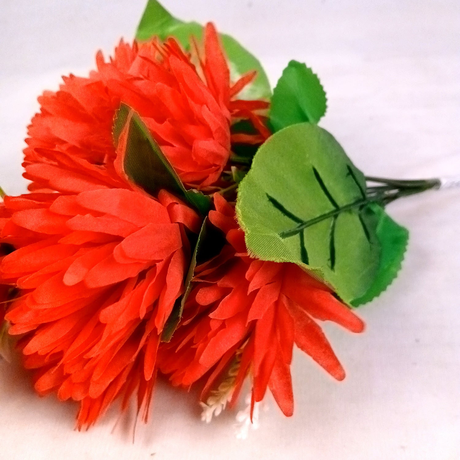 Artificial Flowers Dahlia Bunches for Vase Pot | Faux Flowers Stick - for Home Decor, Living Room, Wedding & Party Decoration  (Vase Not Included) - 15 Inch - Apkamart #Colour_Red