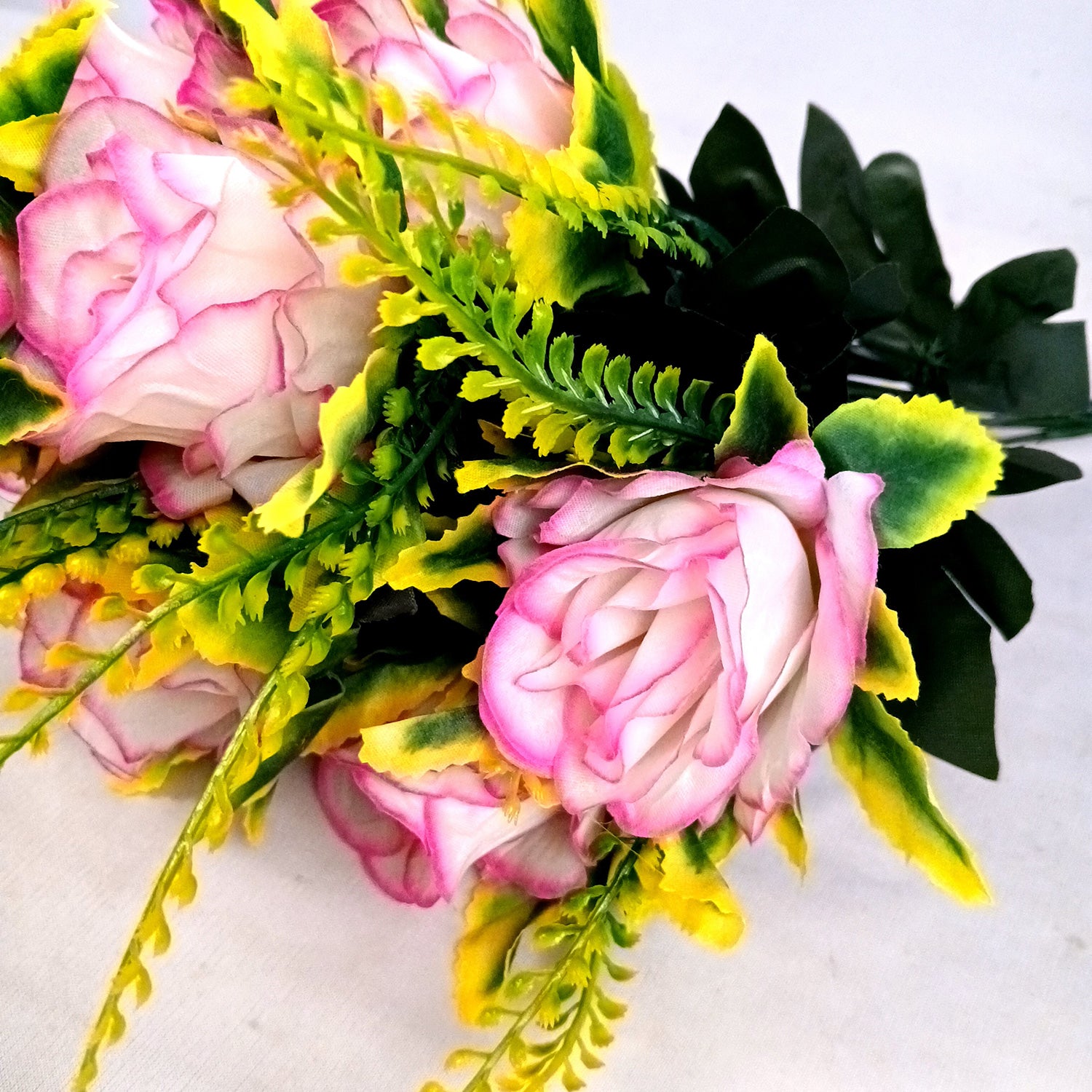 Artificial Flower Bouquet | Rose Fake Flowers Bunch - For Vase, Pot, Home, Bedroom, Balcony, Office Corner, Living Room - 16 Inch - Apkamart #Style_Design 1